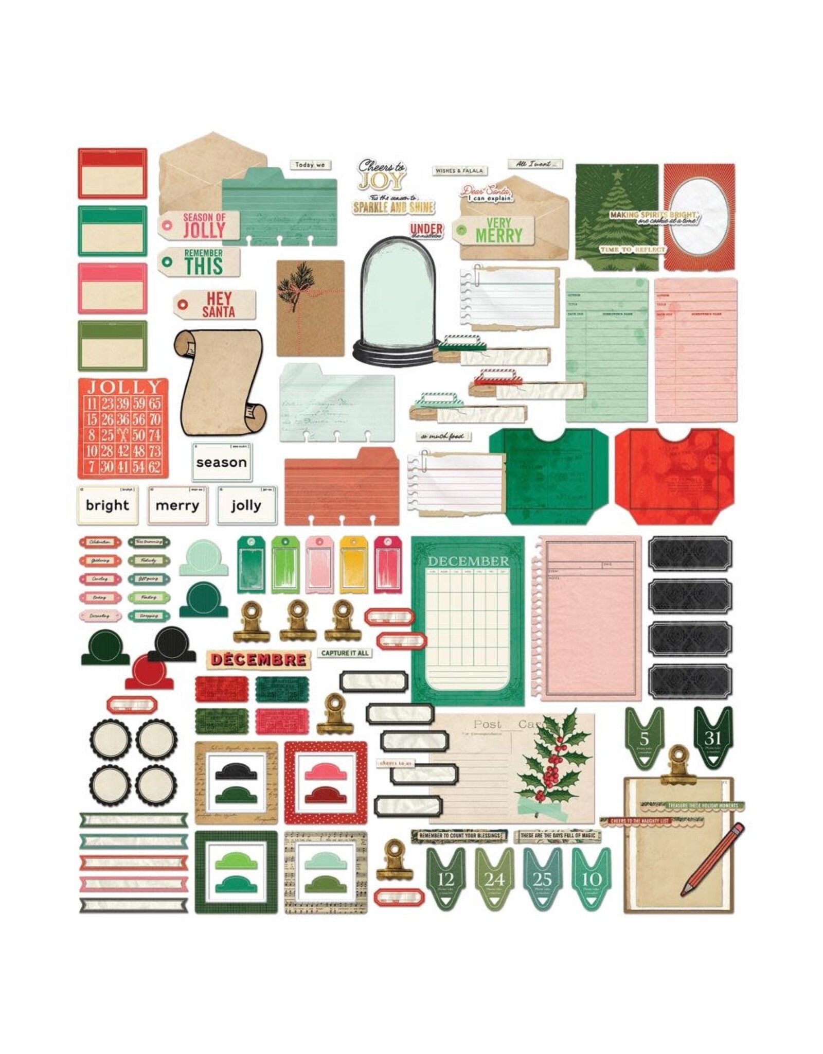 49 AND MARKET 49 AND MARKET MISTLETOE AND MEMORIES JOURNALING DIE-CUTS 123/PK