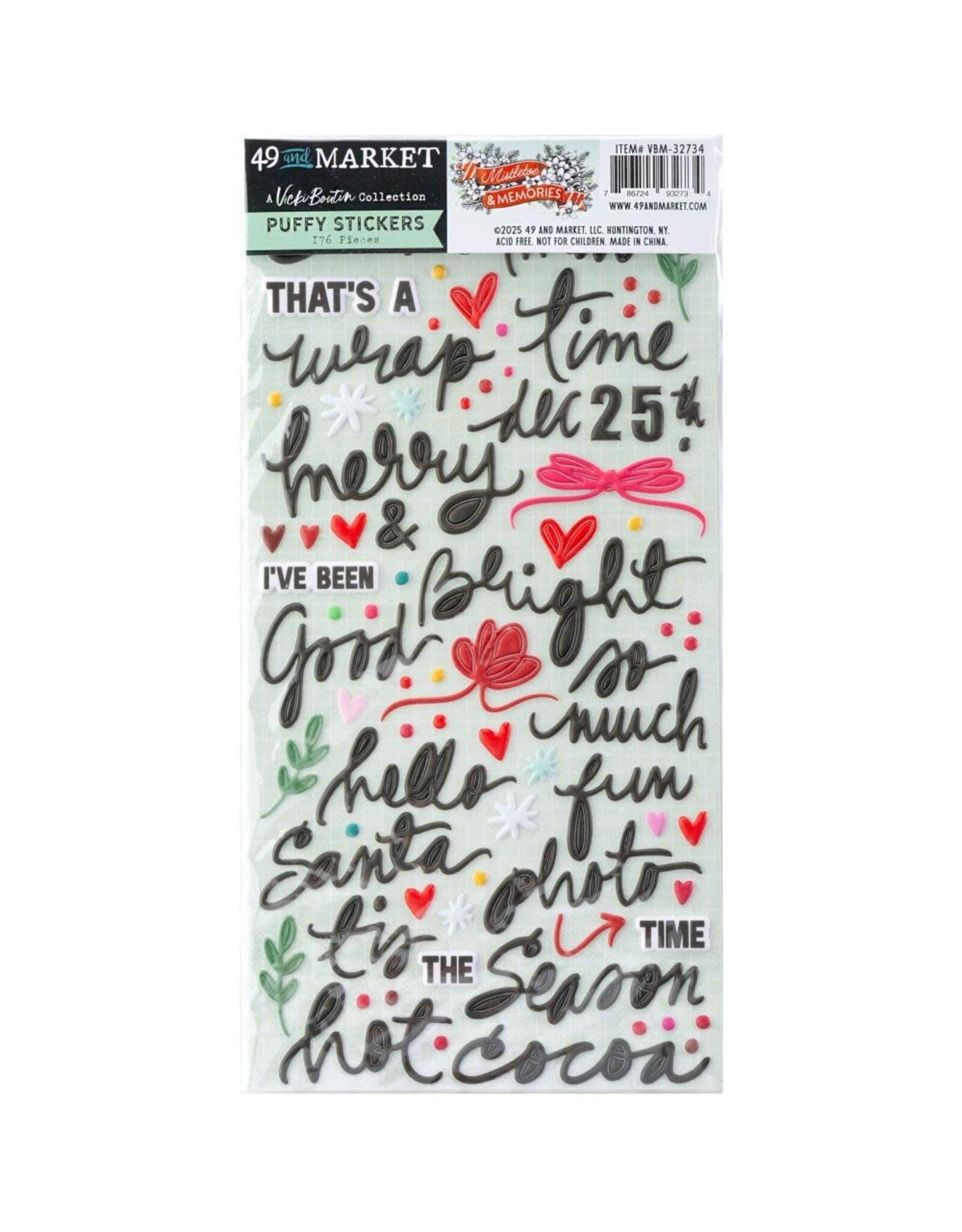 49 AND MARKET 49 AND MARKET MISTLETOE AND MEMORIES PUFFY STICKERS