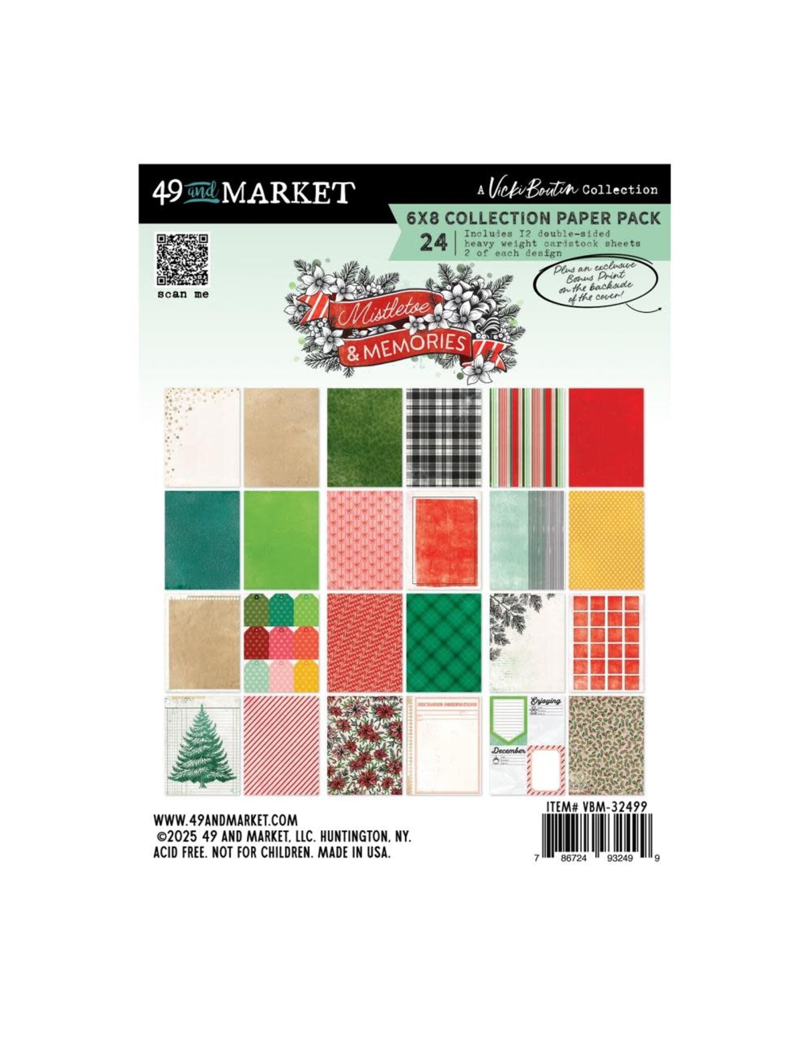 49 AND MARKET 49 AND MARKET MISTLETOE AND MEMORIES 6x8 COLLECTION PACK 24 SHEETS