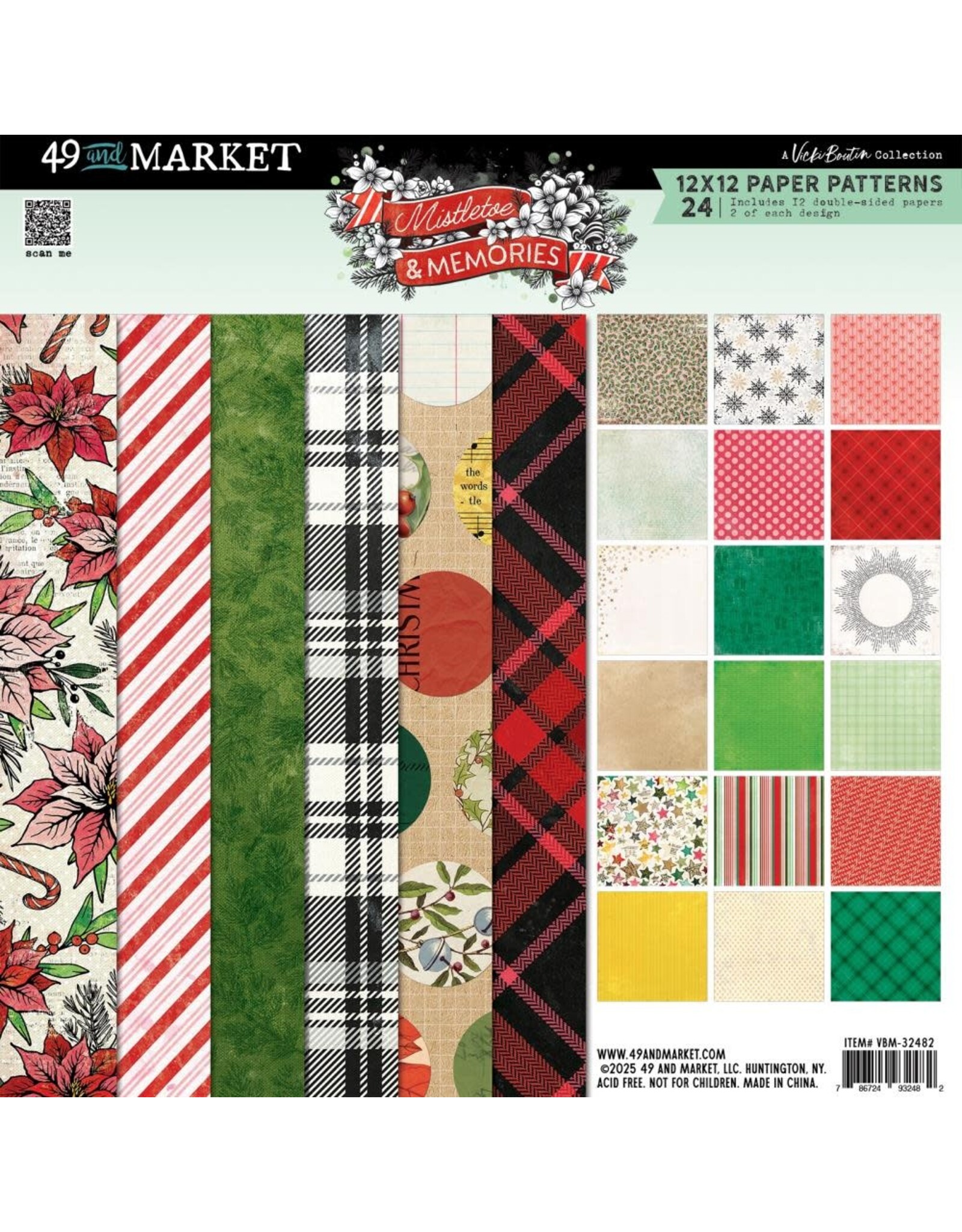 49 AND MARKET 49 AND MARKET MISTLETOE AND MEMORIES 12x12 PAPER PAD