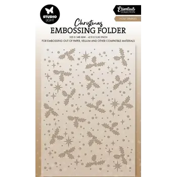 STUDIOLIGHT STUDIOLIGHT ESSENTIALS COLLECTION HOLLY SPARKLES EMBOSSING FOLDER