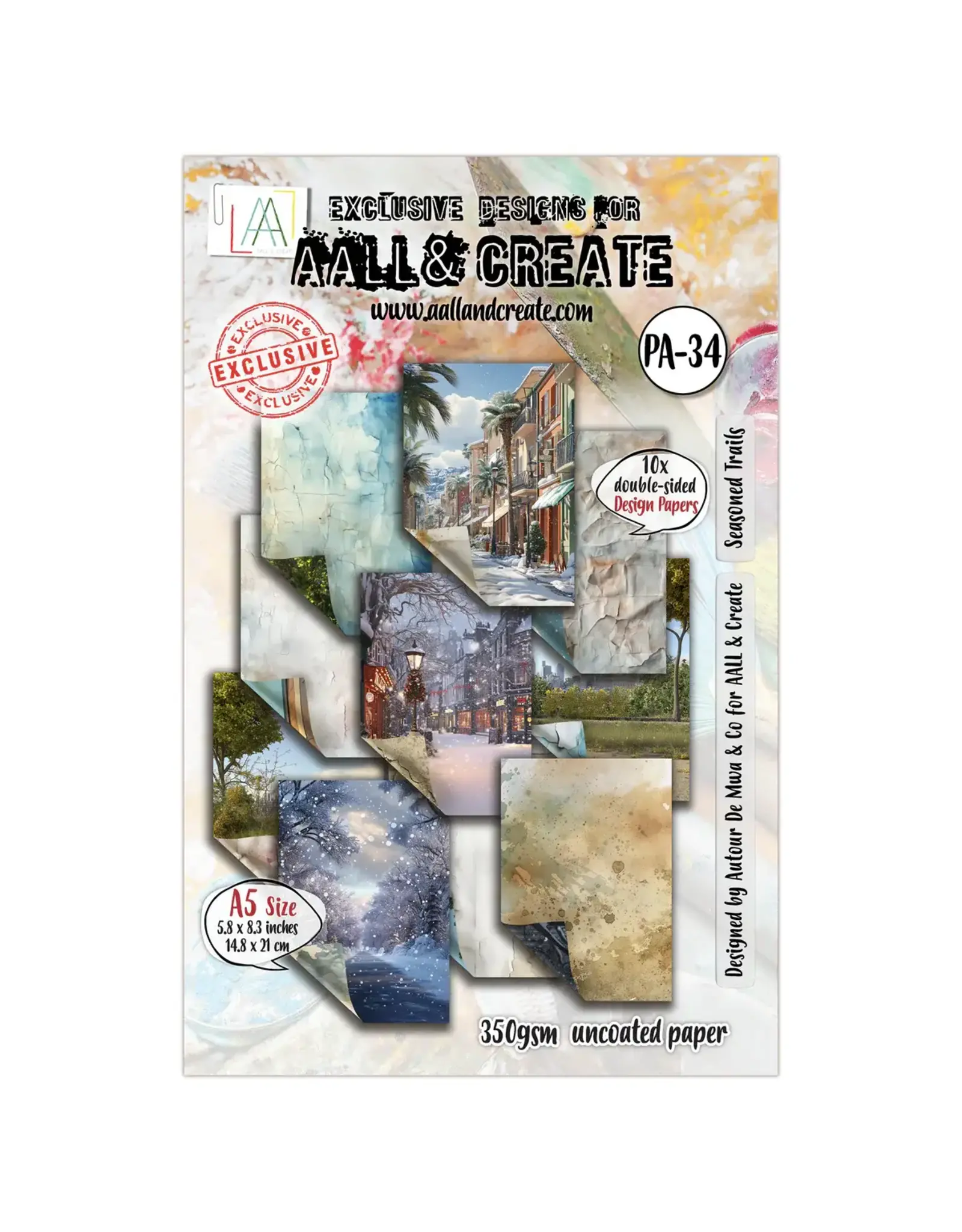 AALL & CREATE AALL & CREATE AUTOUR DE MWA & CO #34 SEASONED TRAILS A5 DOUBLE-SIDED DESIGN PAPERS 10/PK