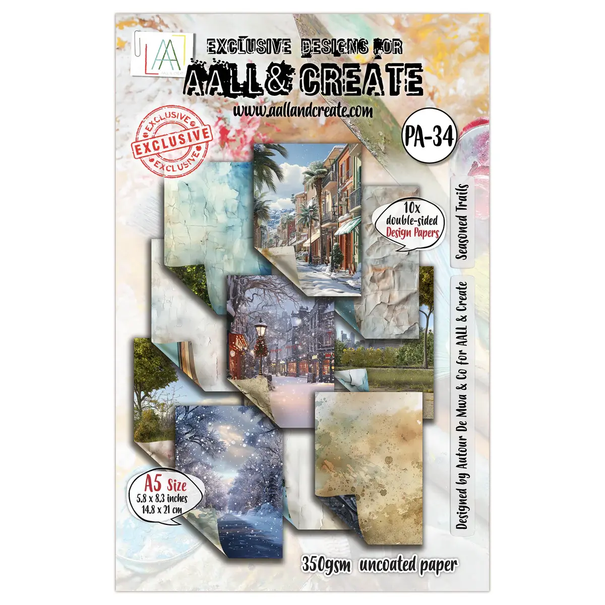 AALL & CREATE AALL & CREATE AUTOUR DE MWA & CO #34 SEASONED TRAILS A5 DOUBLE-SIDED DESIGN PAPERS 10/PK