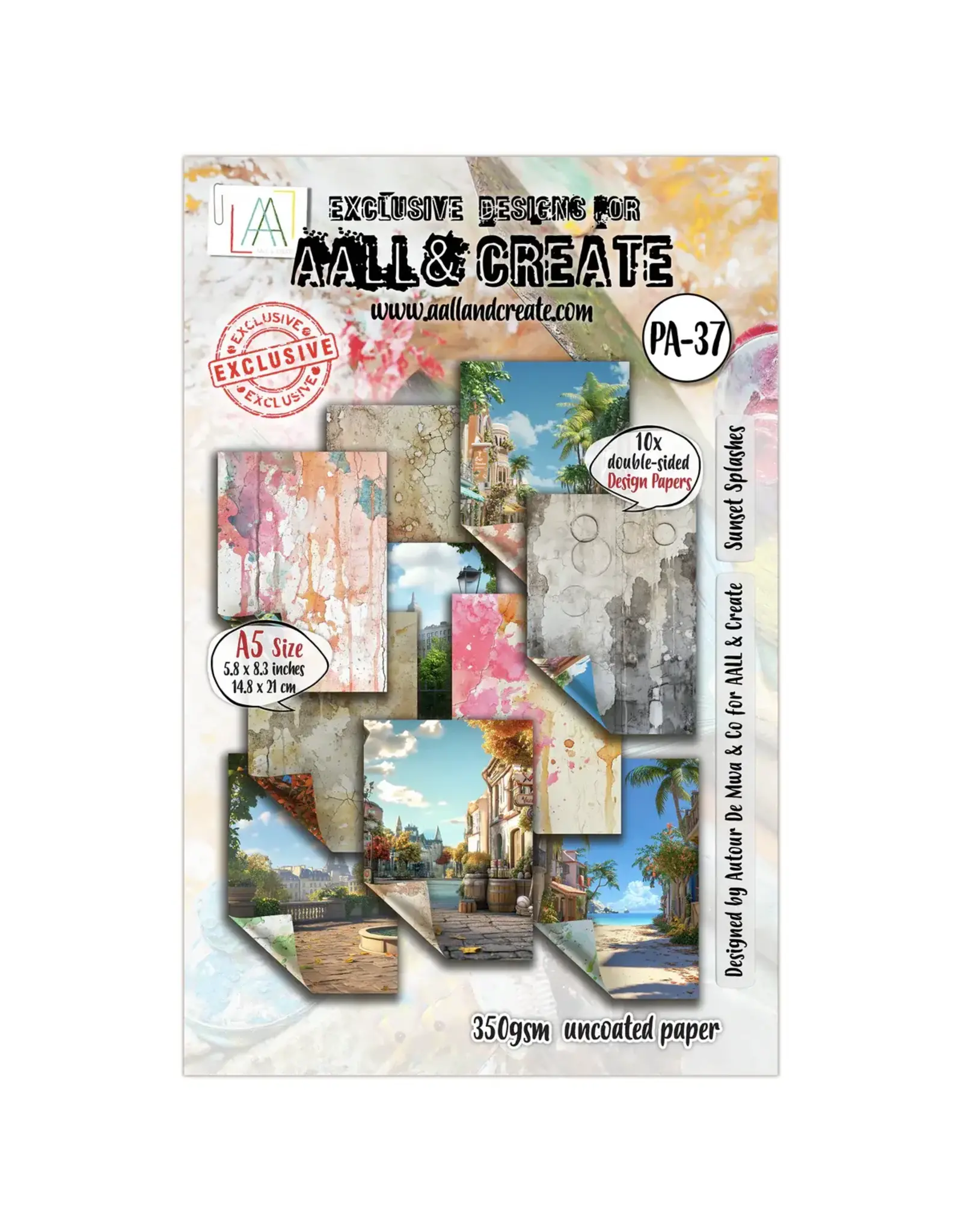 AALL & CREATE AALL & CREATE AUTOUR DE MWA & CO #37 SUNSET SPLASHES A5 DOUBLE-SIDED DESIGN PAPERS 10/PK