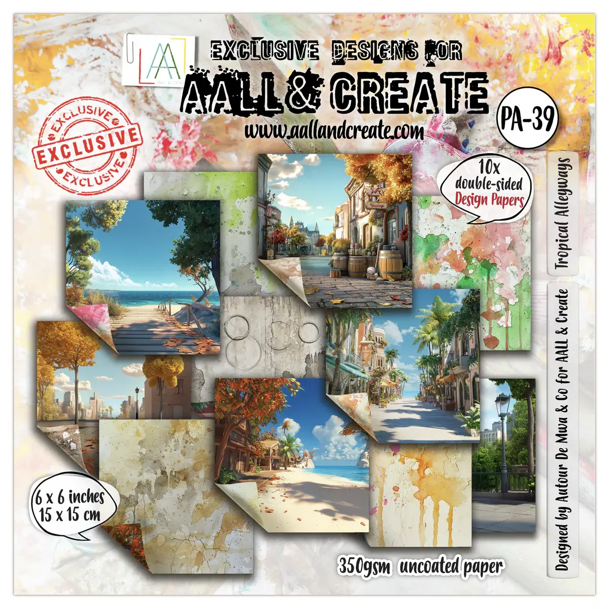 AALL & CREATE AALL & CREATE AUTOUR DE MWA & CO #39 TROPICAL ALLEYWAYS 6x6 DOUBLE-SIDED DESIGN PAPERS 10/PK