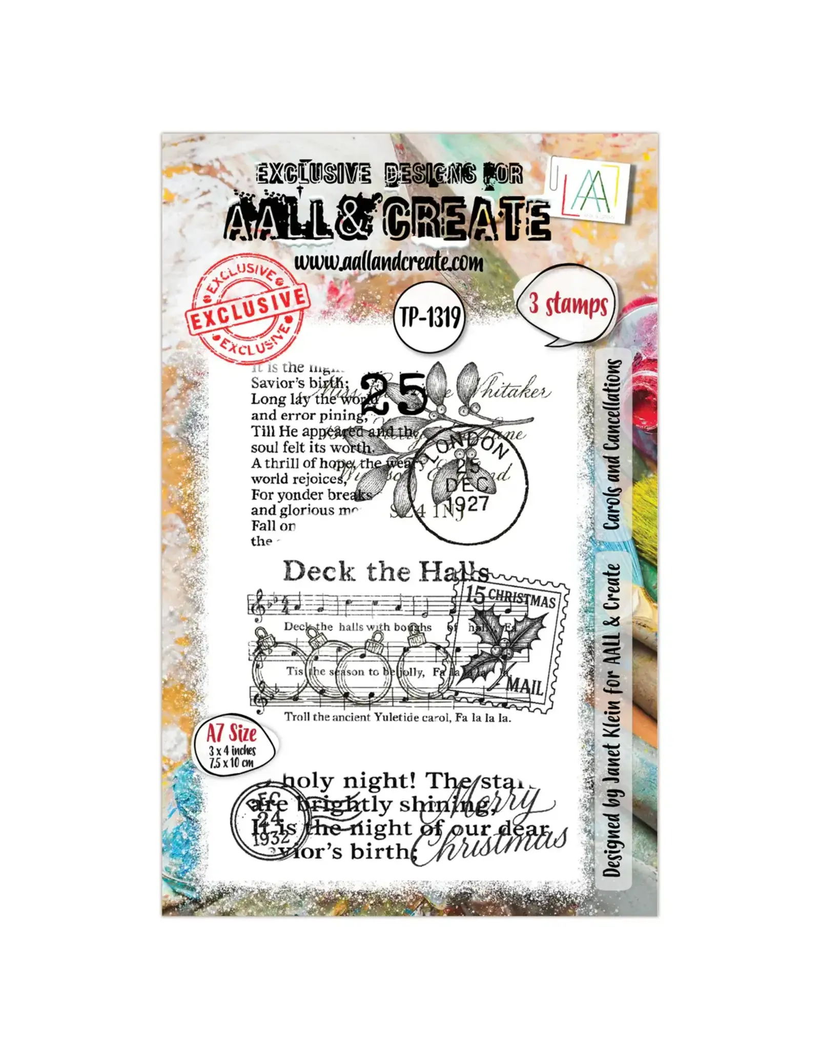 AALL & CREATE AALL & CREATE JANET KLEIN #1319 CAROLS AND CANCELLATIONS A7 CLEAR STAMP SET