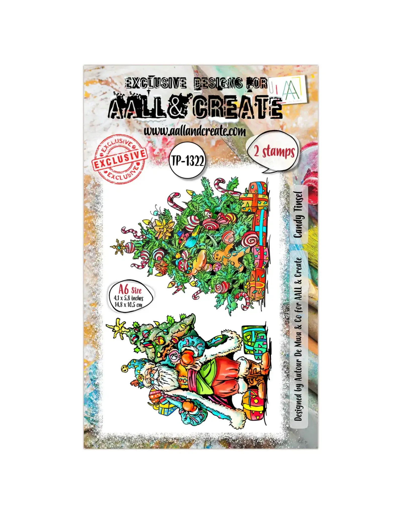 AALL & CREATE AALL & CREATE AUTOUR DE MWA #1322 CANDY TINSEL A6 CLEAR STAMP SET