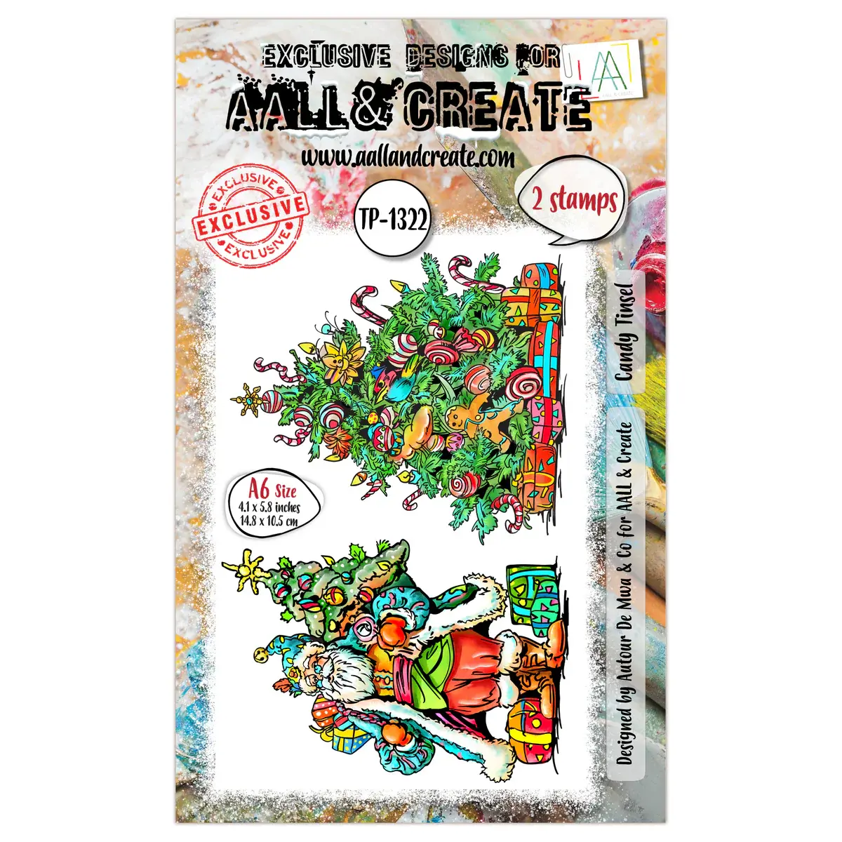 AALL & CREATE AALL & CREATE AUTOUR DE MWA #1322 CANDY TINSEL A6 CLEAR STAMP SET