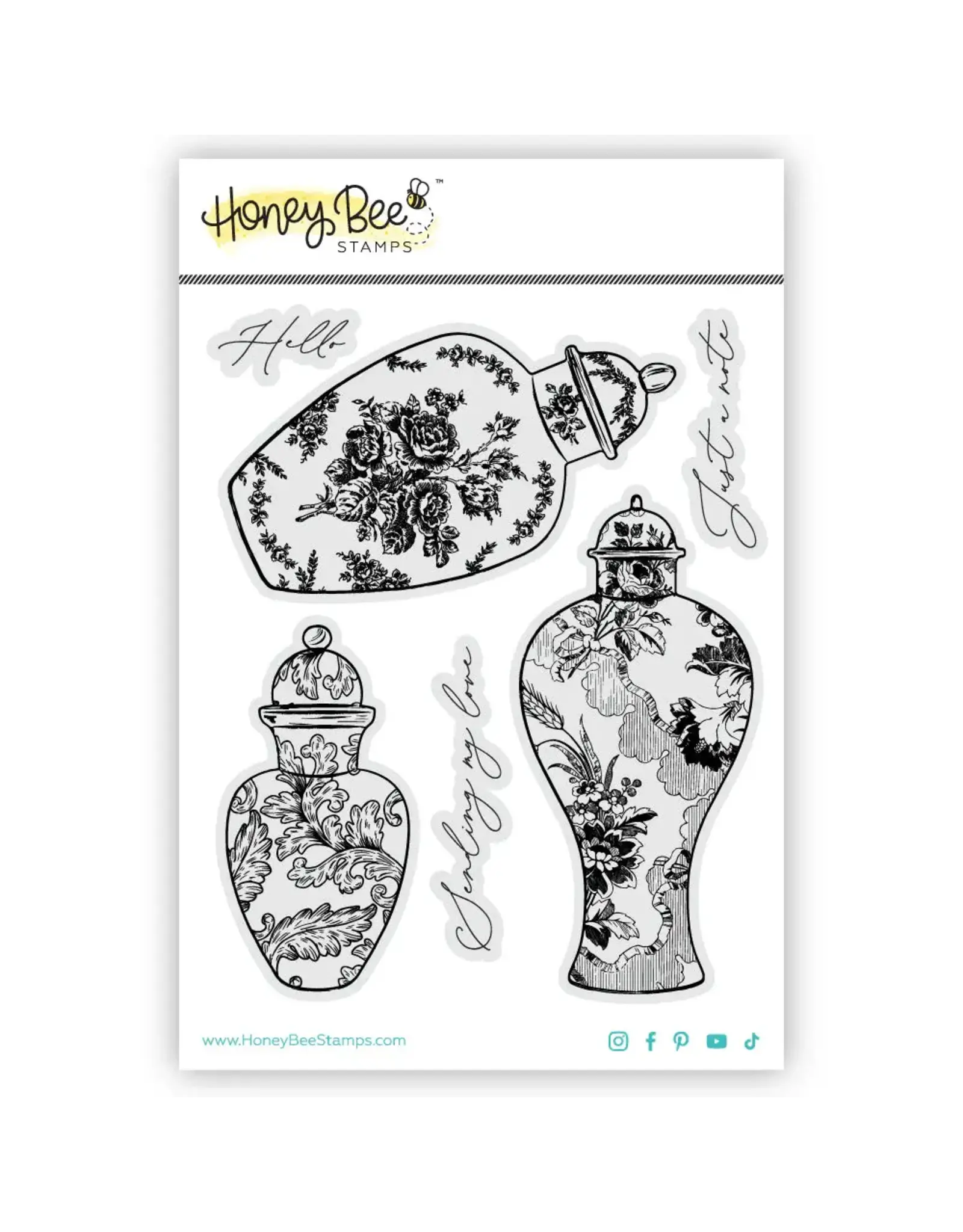 HONEY BEE HONEY BEE STAMPS ORNATE GINGER JAR CLING STAMP SET