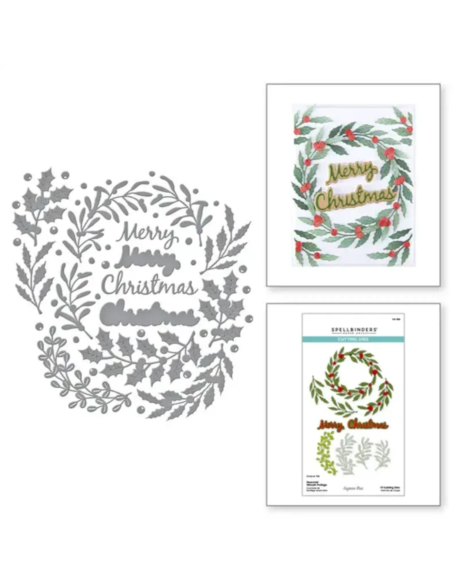 SPELLBINDERS SPELLBINDERS SUZANNE HUE TEXTURE & FOLIAGE COLLECTION SEASONAL WREATH FOLIAGE ETCHED DIE SET