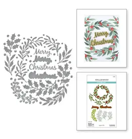 SPELLBINDERS SPELLBINDERS SUZANNE HUE TEXTURE & FOLIAGE COLLECTION SEASONAL WREATH FOLIAGE ETCHED DIE SET