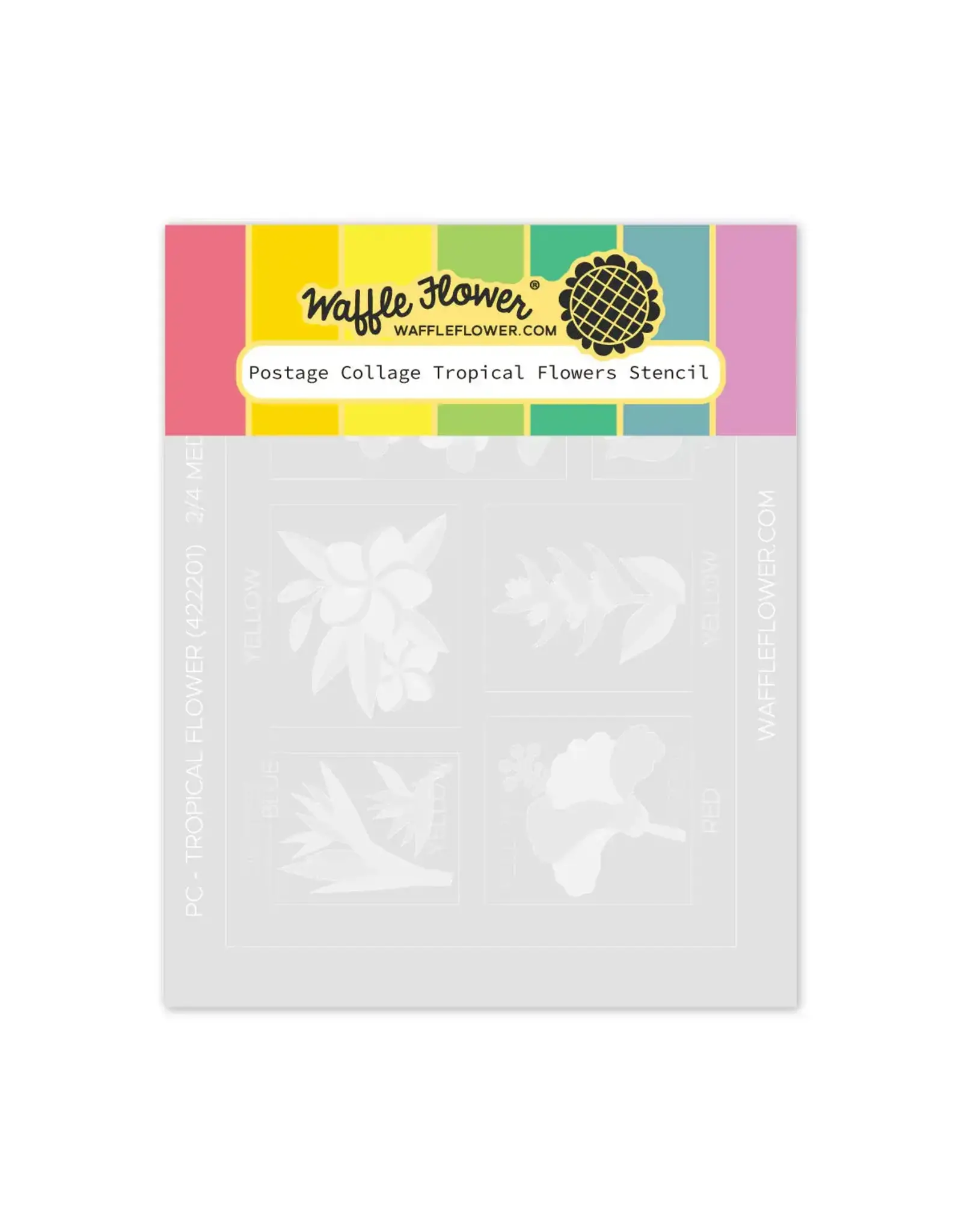 WAFFLE FLOWER WAFFLE FLOWER POSTAGE COLLAGE TROPICAL FLOWERS STENCIL SET