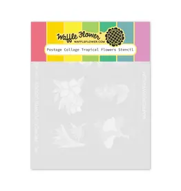 WAFFLE FLOWER WAFFLE FLOWER POSTAGE COLLAGE TROPICAL FLOWERS STENCIL SET