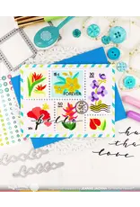 WAFFLE FLOWER WAFFLE FLOWER POSTAGE COLLAGE TROPICAL FLOWERS STENCIL SET