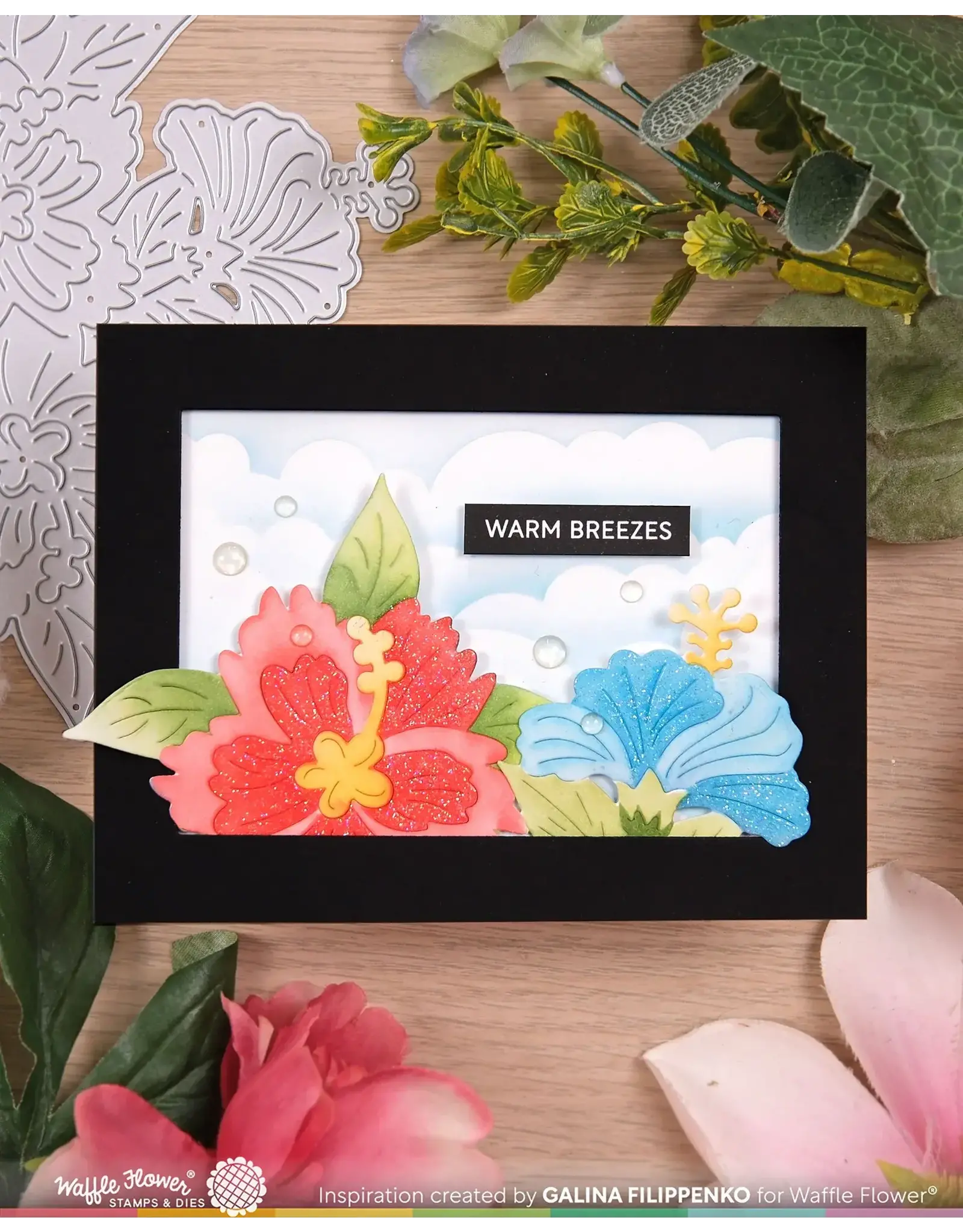 WAFFLE FLOWER WAFFLE FLOWER HIBISCUS CLUSTER STENCIL