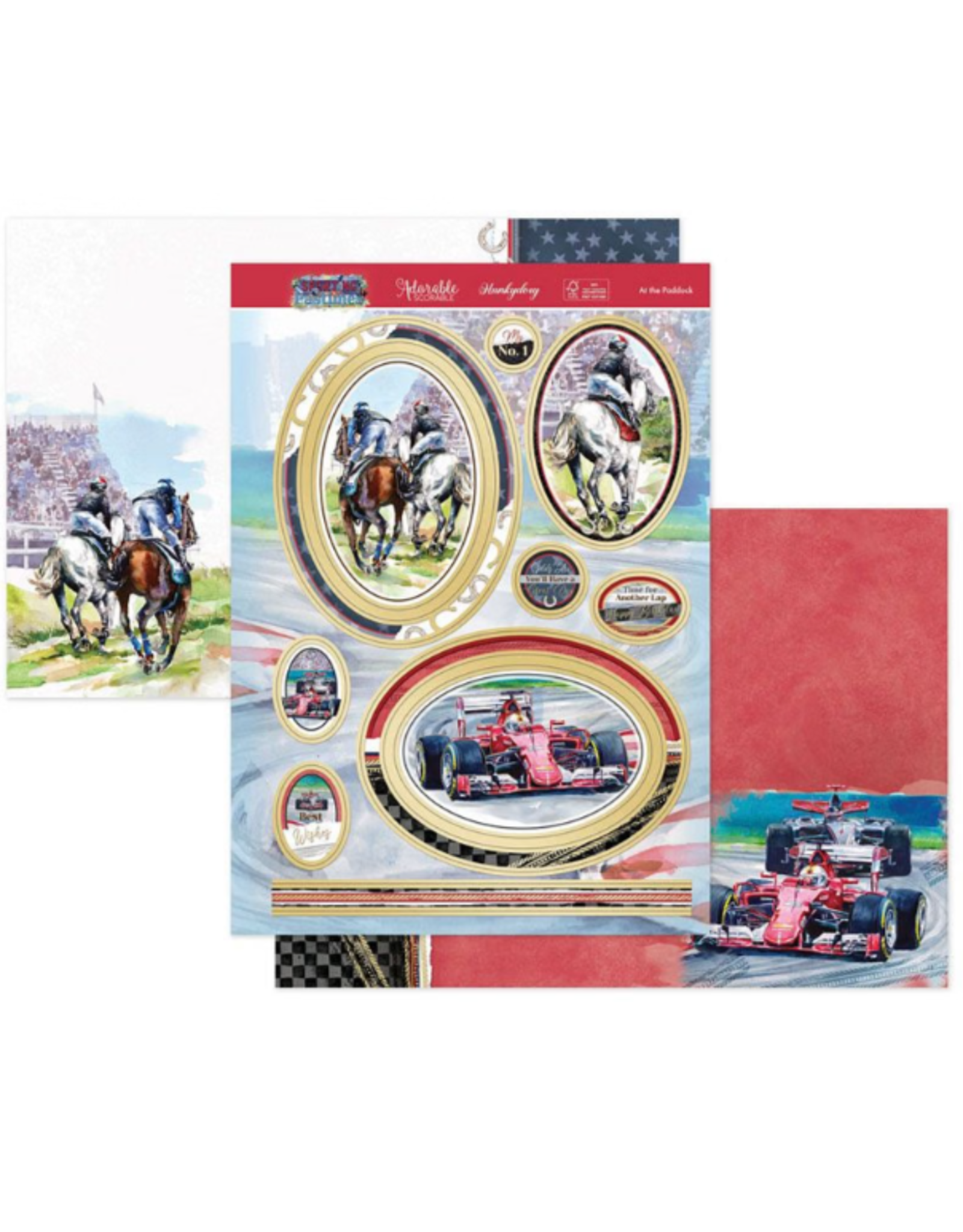 HUNKYDORY CRAFTS LTD. HUNKYDORY SPORTING PASTIMES AT THE PADDOCK LUXURY TOPPER SET