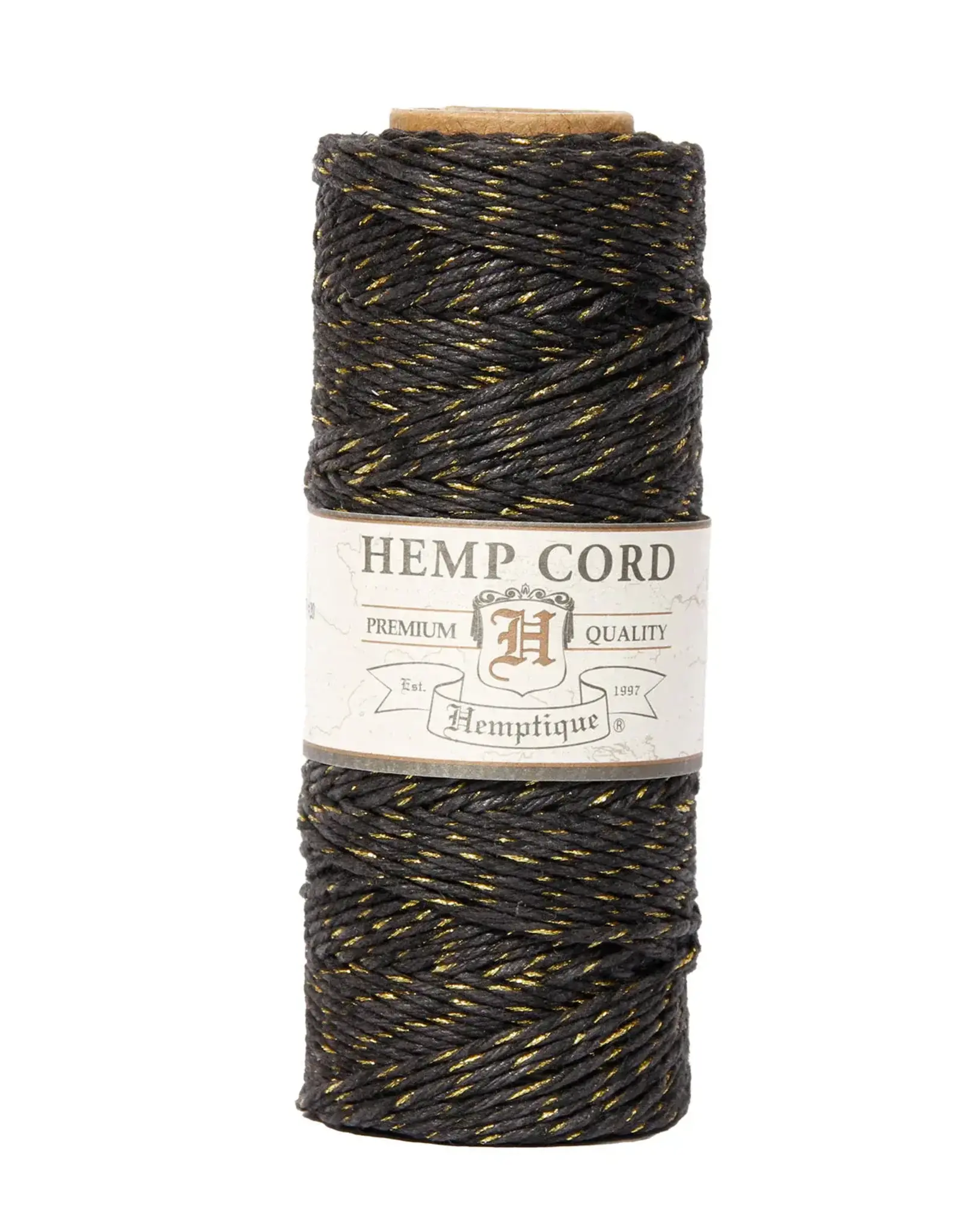 HEMPTIQUE METALLIC HEMP CORD METALLIC BLACK & GOLD