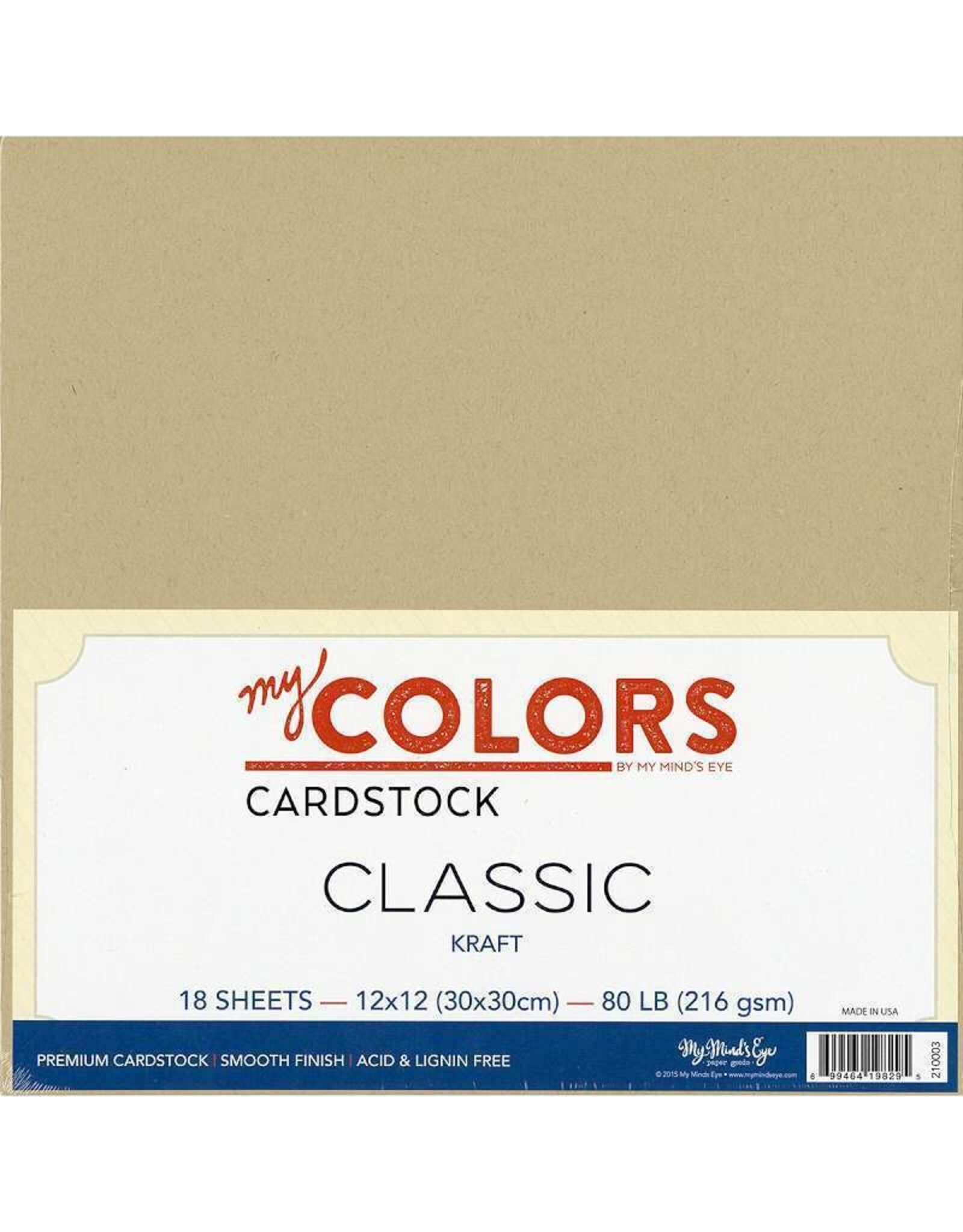 MY COLORS MY COLORS CLASSIC 80 LB COVER WEIGHT KRAFT 12x12 CARDSTOCK BUNDLE 18/PK