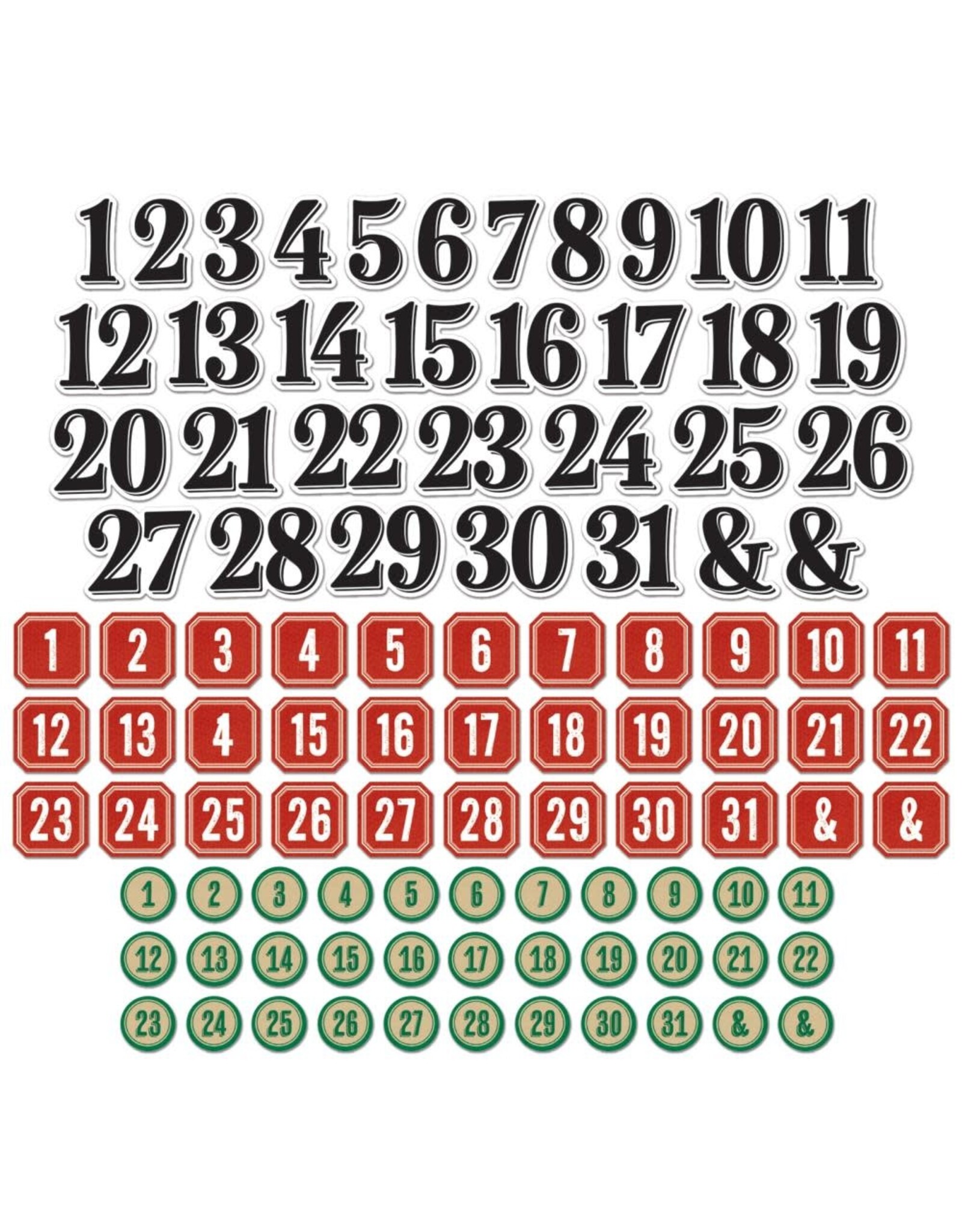 49 AND MARKET 49 AND MARKET MISTLETOE AND MEMORIES CHIPBOARD BITS SET 99 PIECES