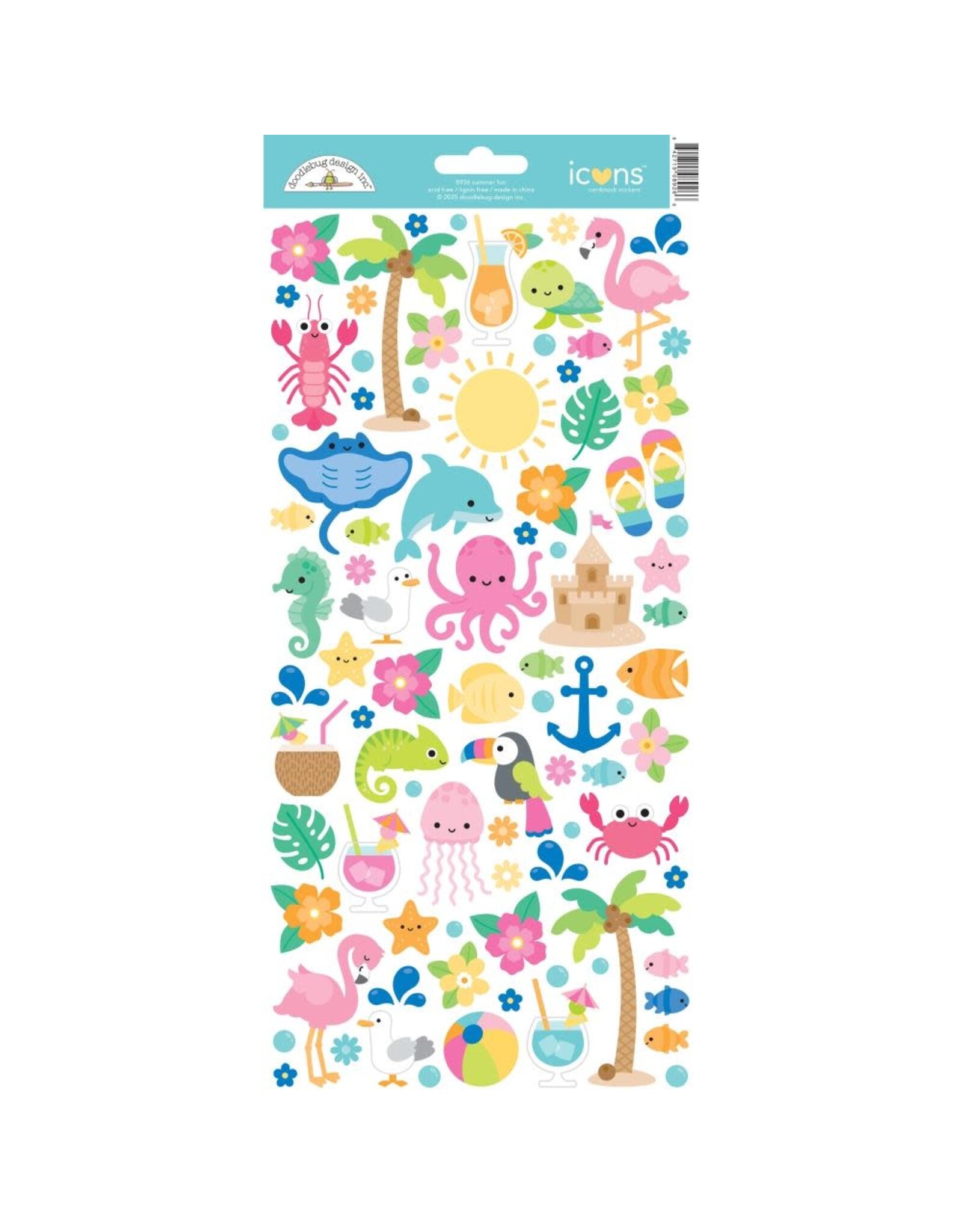 DOODLEBUG DESIGN DOODLEBUG SUMMER FUN ICONS CARDSTOCK STICKERS