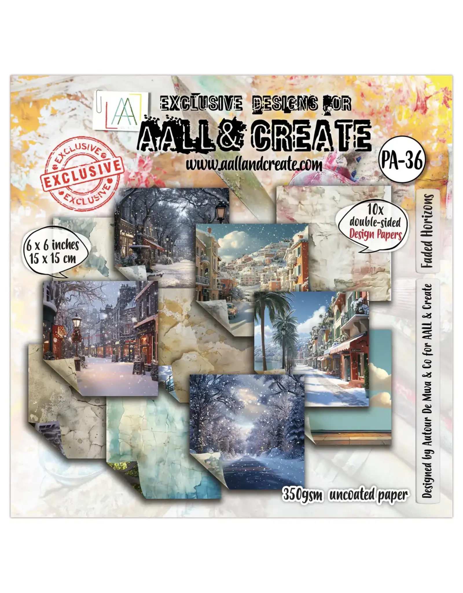 AALL & CREATE AALL & CREATE AUTOUR DE MWA & CO #PA-36 FADED HORIZONS 6x6 DOUBLE-SIDED DESIGN PAPERS 10/PK
