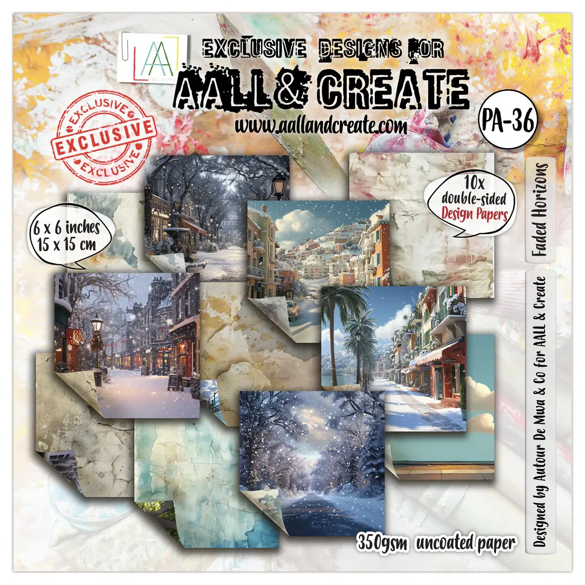 AALL & CREATE AALL & CREATE AUTOUR DE MWA & CO #PA-36 FADED HORIZONS 6x6 DOUBLE-SIDED DESIGN PAPERS 10/PK