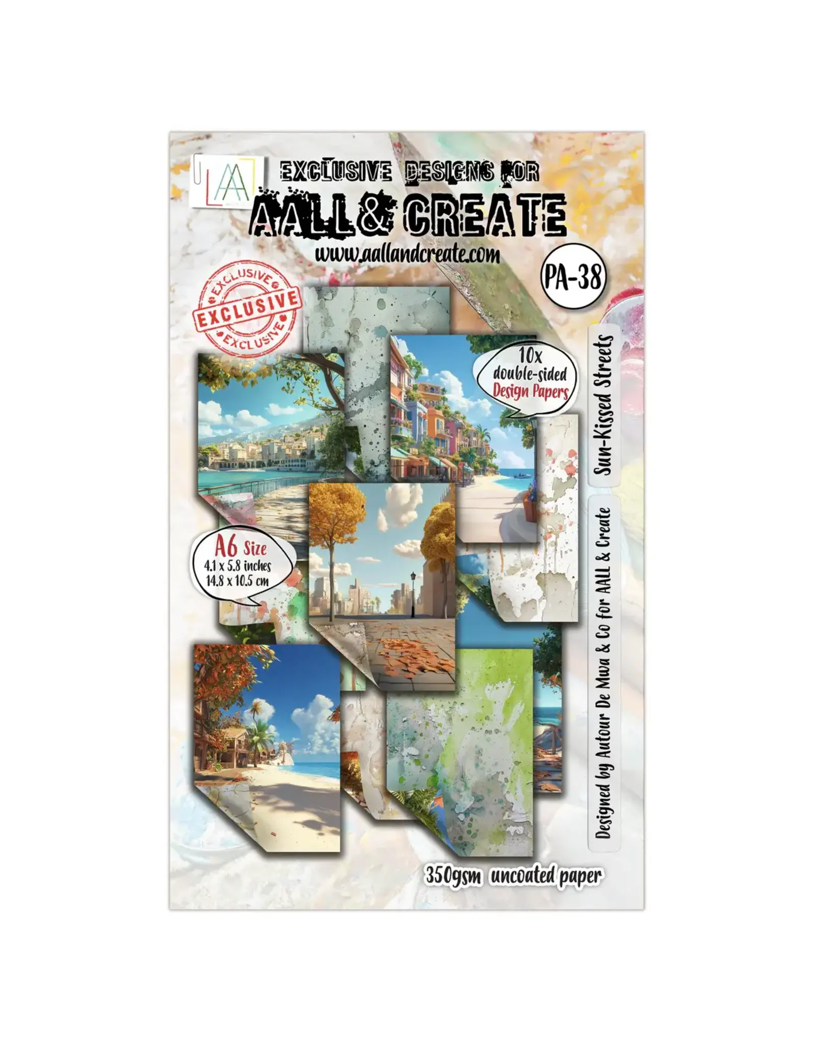 AALL & CREATE AALL & CREATE AUTOUR DE MWA & CO #PA-38 SUN-KISSED STREETS A6 DOUBLE-SIDED DESIGN PAPERS 10/PK