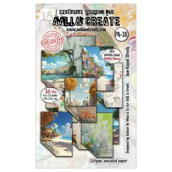 AALL & CREATE AALL & CREATE AUTOUR DE MWA & CO #PA-38 SUN-KISSED STREETS A6 DOUBLE-SIDED DESIGN PAPERS 10/PK