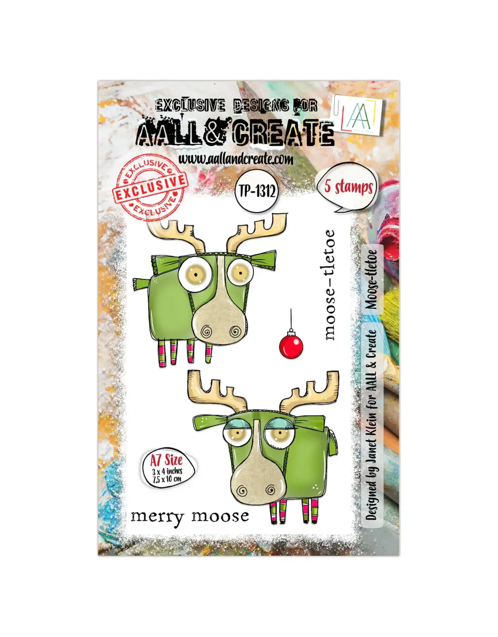 AALL & CREATE AALL & CREATE JANET KLEIN #1312 MOOSE-TLETOE A7 CLEAR STAMP SET