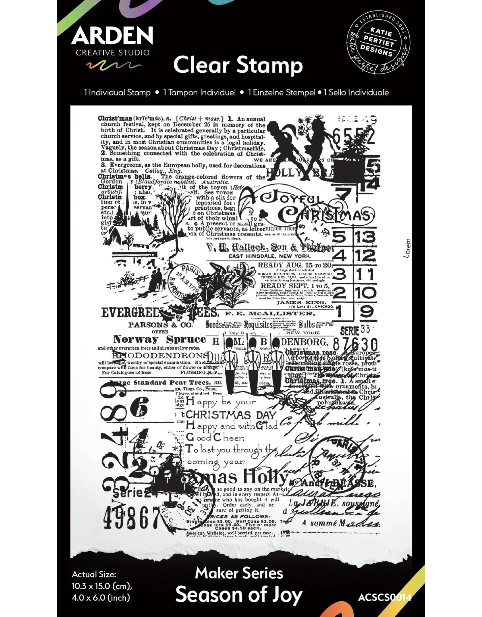 ARDEN CREATIVE STUDIO ARDEN CREATIVE STUDIO MAKER SERIES SEASON OF JOY 4x6 BACKGROUND CLEAR STAMP SET