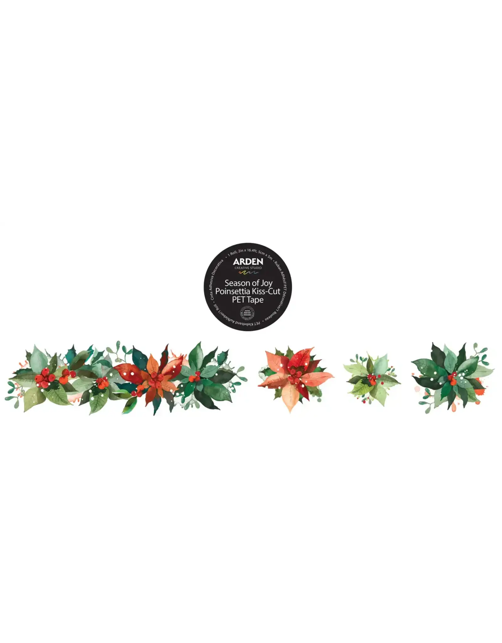 ARDEN CREATIVE STUDIO ARDEN CREATIVE STUDIO SEASON OF JOY POINSETTIA KISS-CUT PET TAPE