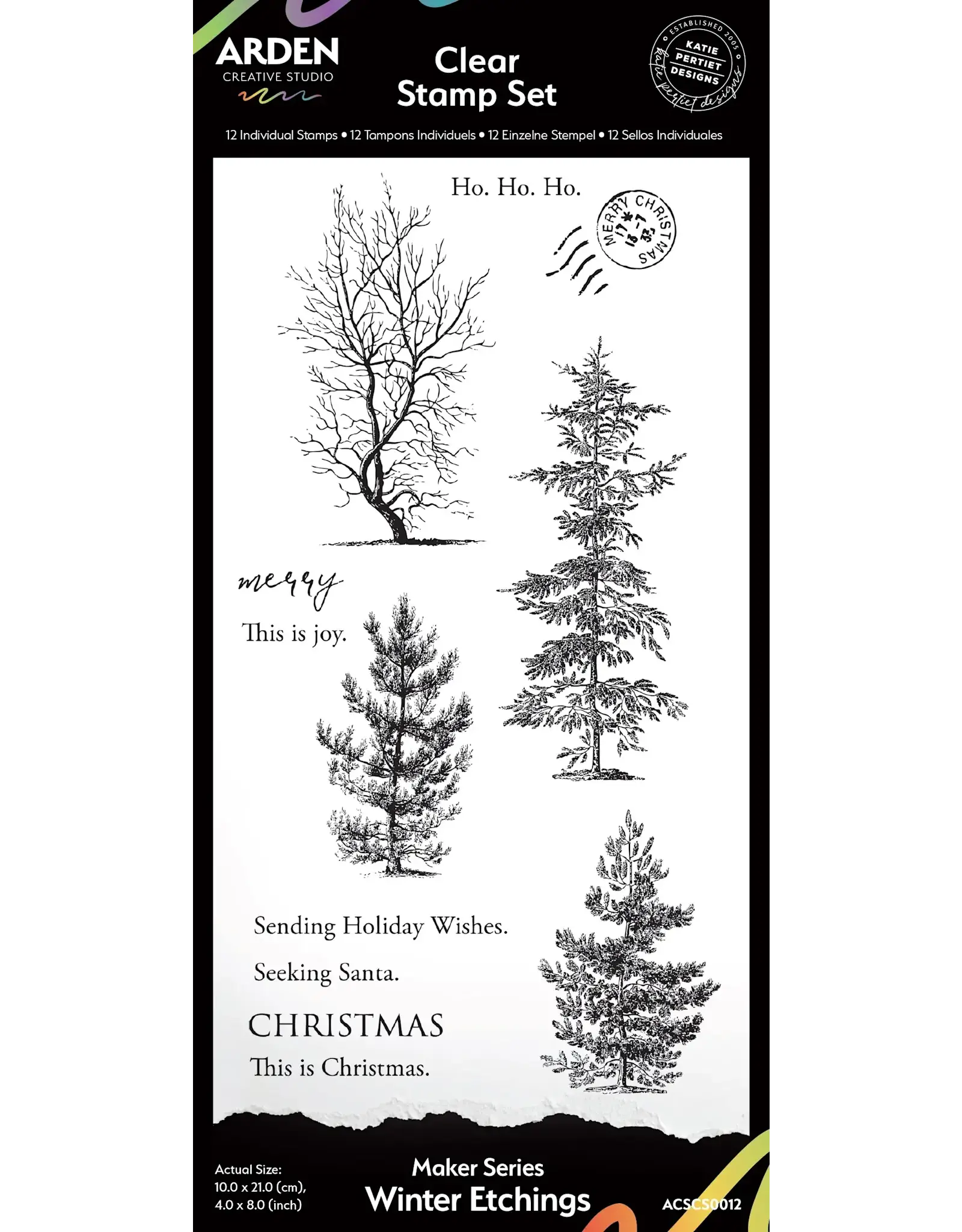 ARDEN CREATIVE STUDIO ARDEN CREATIVE STUDIO MAKER SERIES WINTER ETCHINGS 4x8 CLEAR STAMP SET