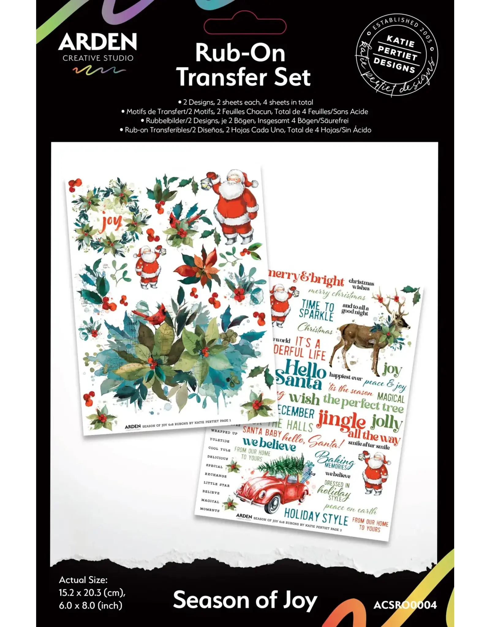 ARDEN CREATIVE STUDIO ARDEN CREATIVE STUDIO SEASON OF JOY 6x8 RUB-ONS 2/PK