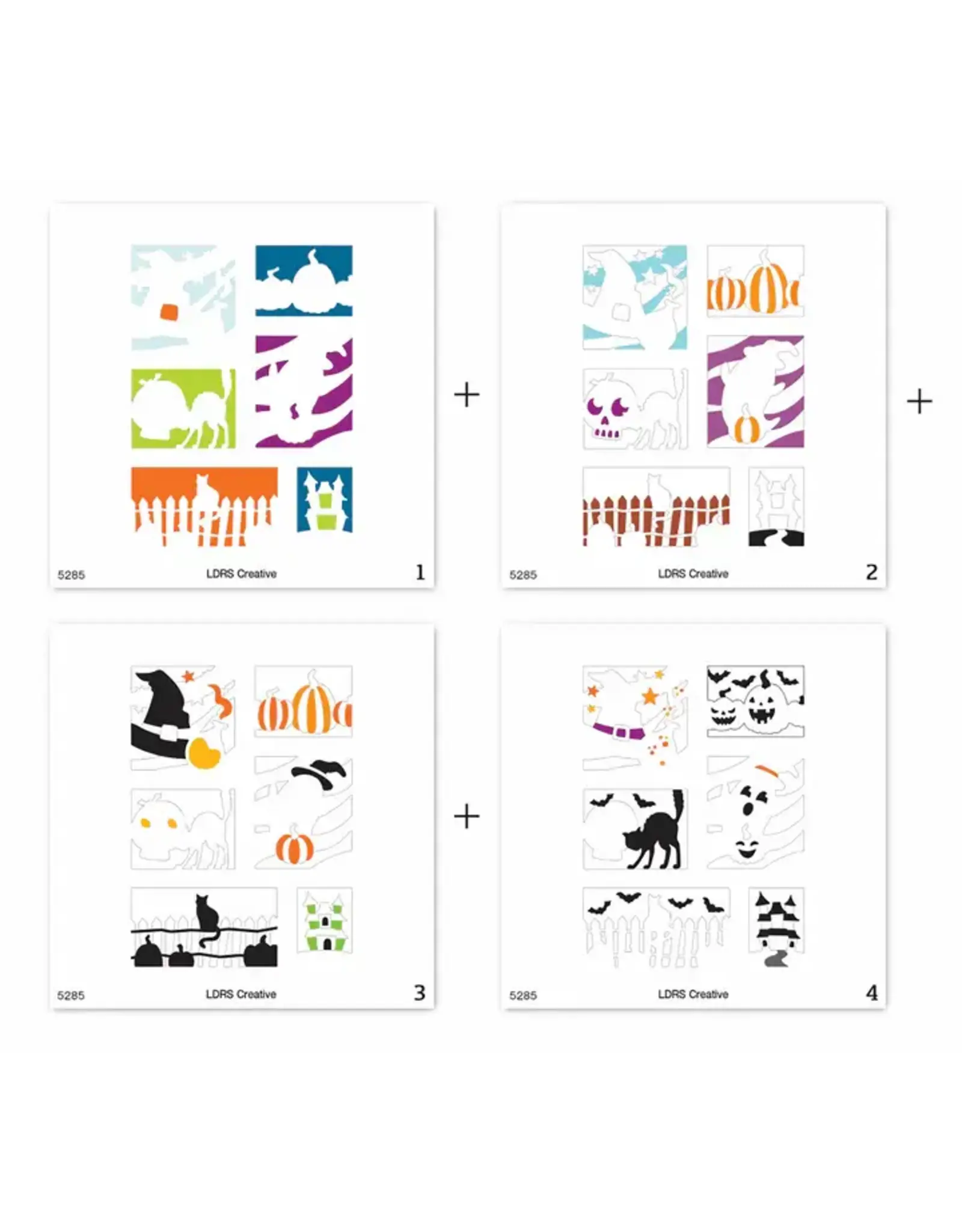 LDRS CREATIVE LDRS CREATIVE HALLOWEEN POSTAGE COLLAGE LAYERING STENCILS SET 4/PK
