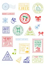 LDRS CREATIVE LDRS CREATIVE SEASON'S GREETINGS POSTAGE COLLAGE CLEAR STAMP SET