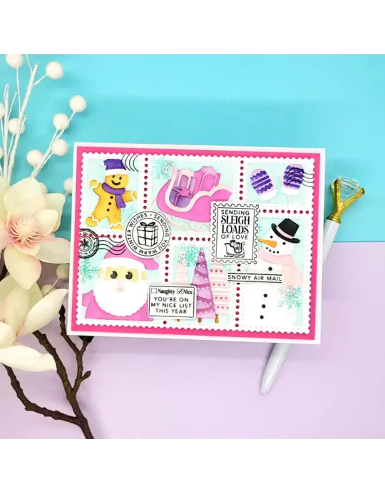 LDRS CREATIVE LDRS CREATIVE SEASON'S GREETINGS POSTAGE COLLAGE CLEAR STAMP SET