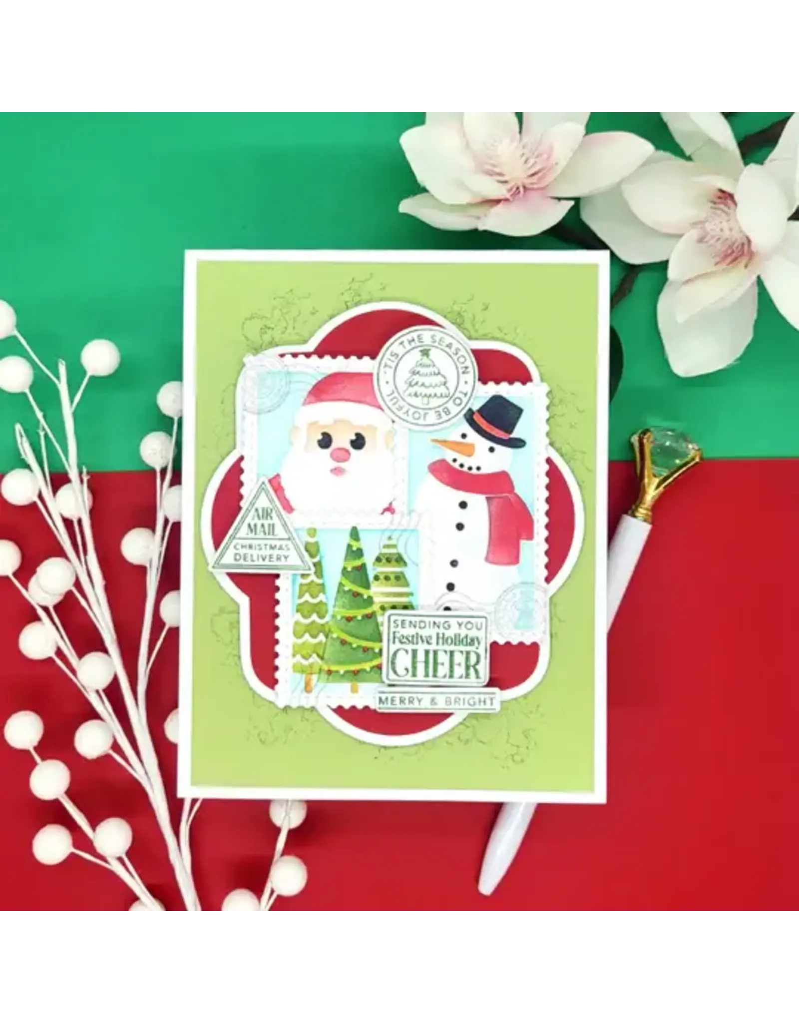 LDRS CREATIVE LDRS CREATIVE SEASON'S GREETINGS POSTAGE COLLAGE CLEAR STAMP SET