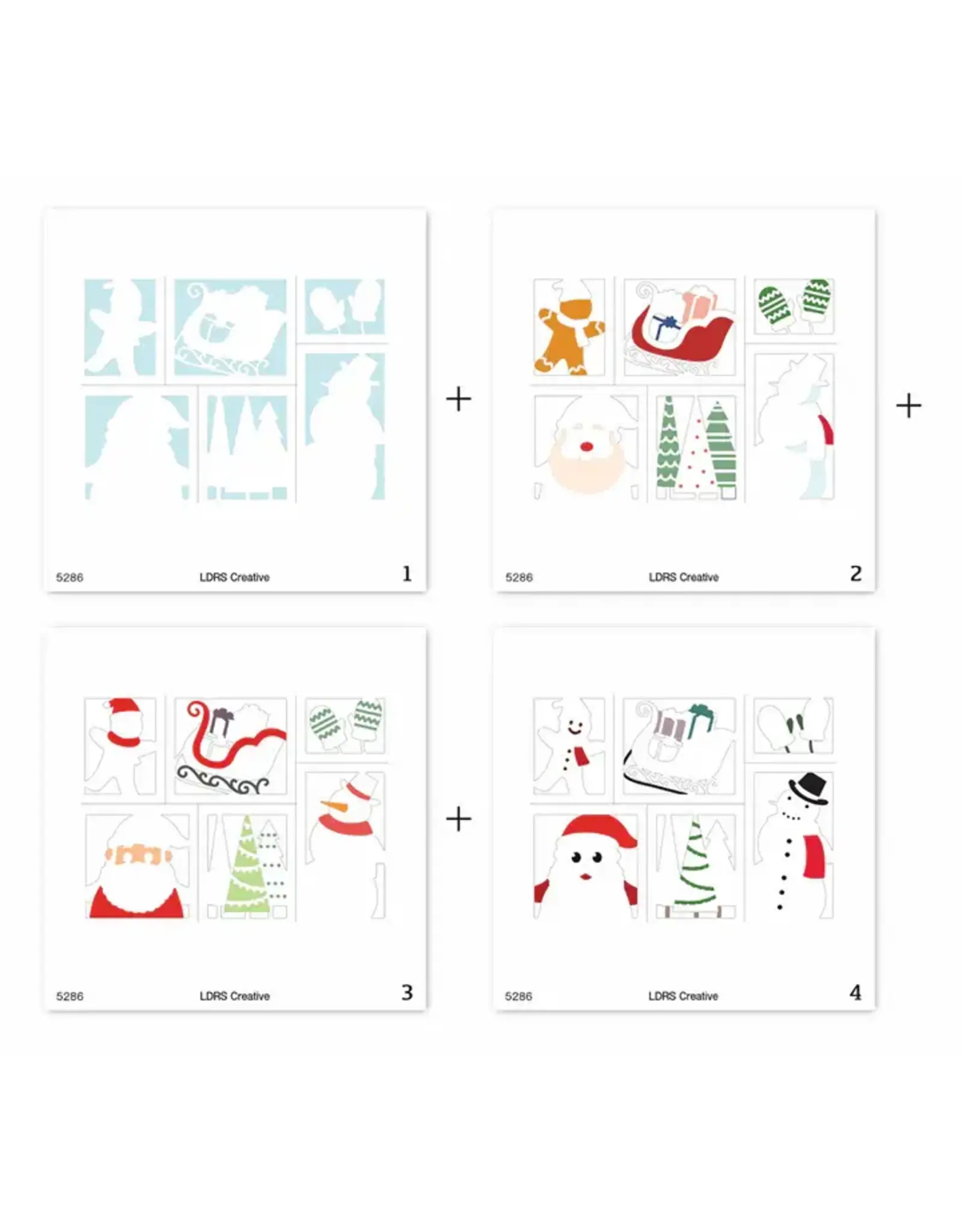 LDRS CREATIVE LDRS CREATIVE SEASON'S GREETINGS POSTAGE COLLAGE LAYERING STENCILS SET 4/PK