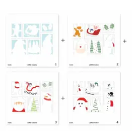 LDRS CREATIVE LDRS CREATIVE SEASON'S GREETINGS POSTAGE COLLAGE LAYERING STENCILS SET 4/PK