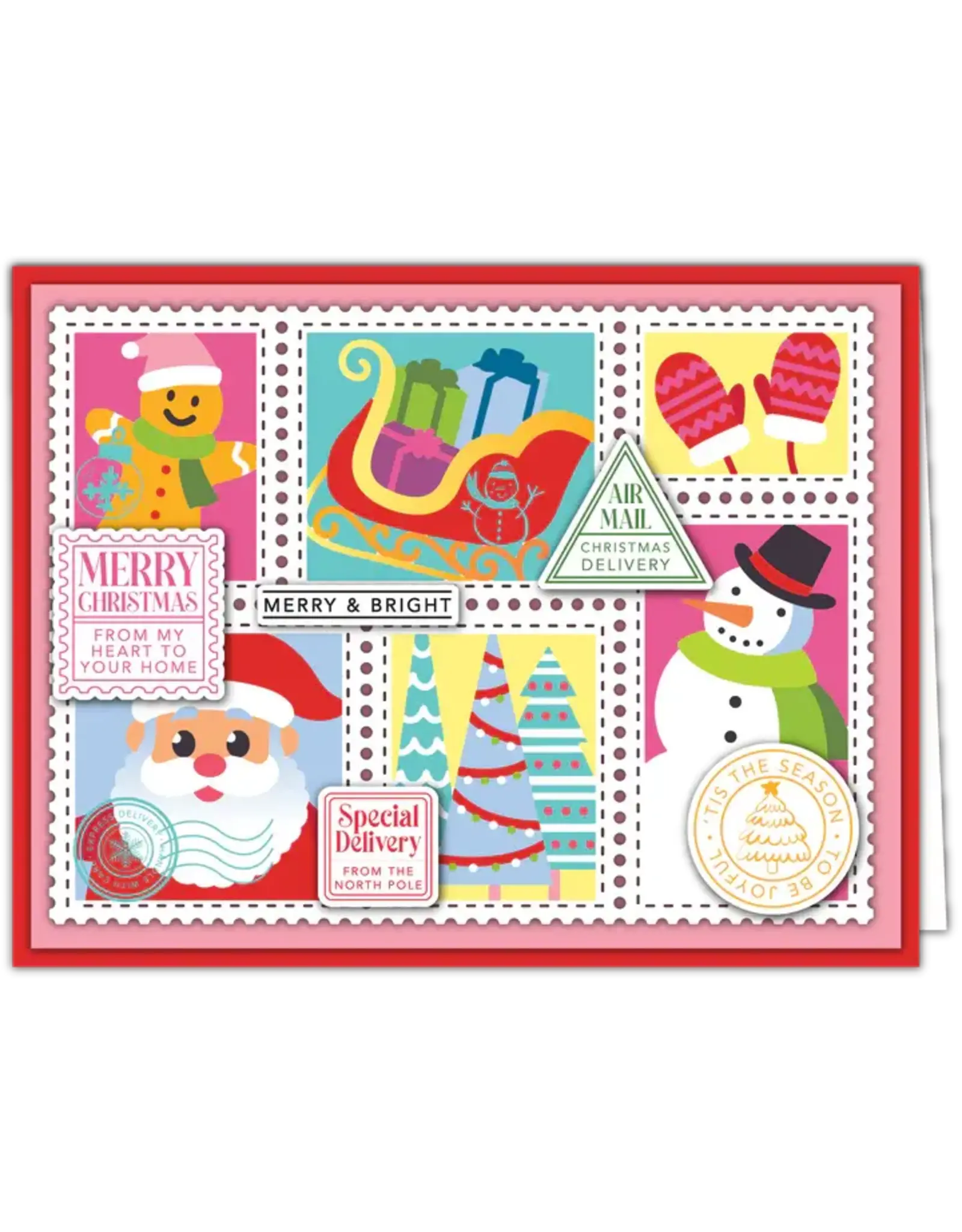 LDRS CREATIVE LDRS CREATIVE SEASON'S GREETINGS POSTAGE COLLAGE LAYERING STENCILS SET 4/PK