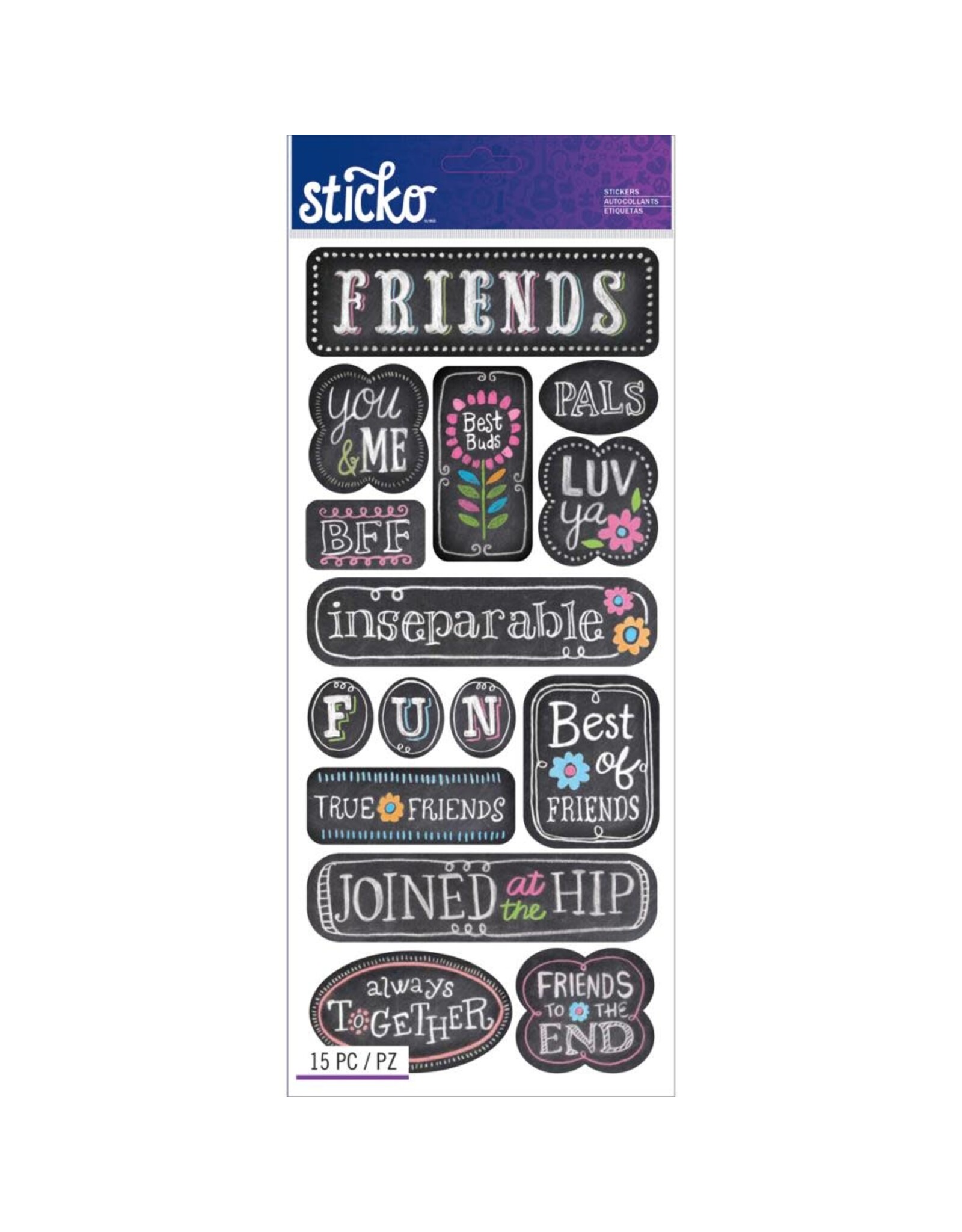EK SUCCESS STICKO FRIENDS CHALK WORDS STICKERS
