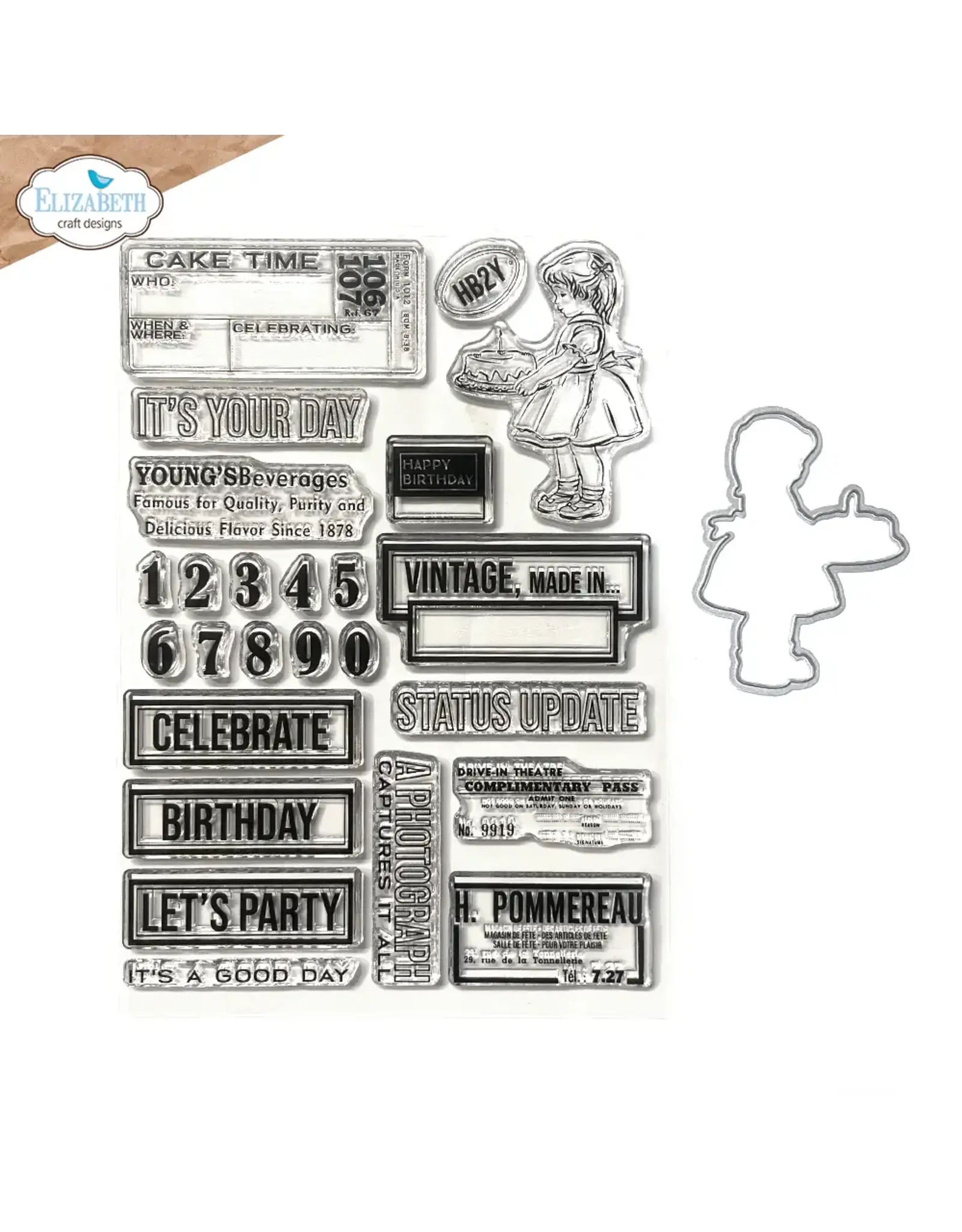 ELIZABETH CRAFT DESIGNS ELIZABETH CRAFT DESIGNS PLANNER ESSENTIALS CELEBRATIONS 2 CLEAR STAMP AND DIE SET