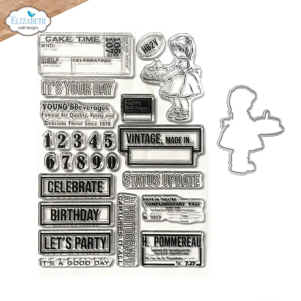 ELIZABETH CRAFT DESIGNS ELIZABETH CRAFT DESIGNS PLANNER ESSENTIALS CELEBRATIONS 2 CLEAR STAMP AND DIE SET