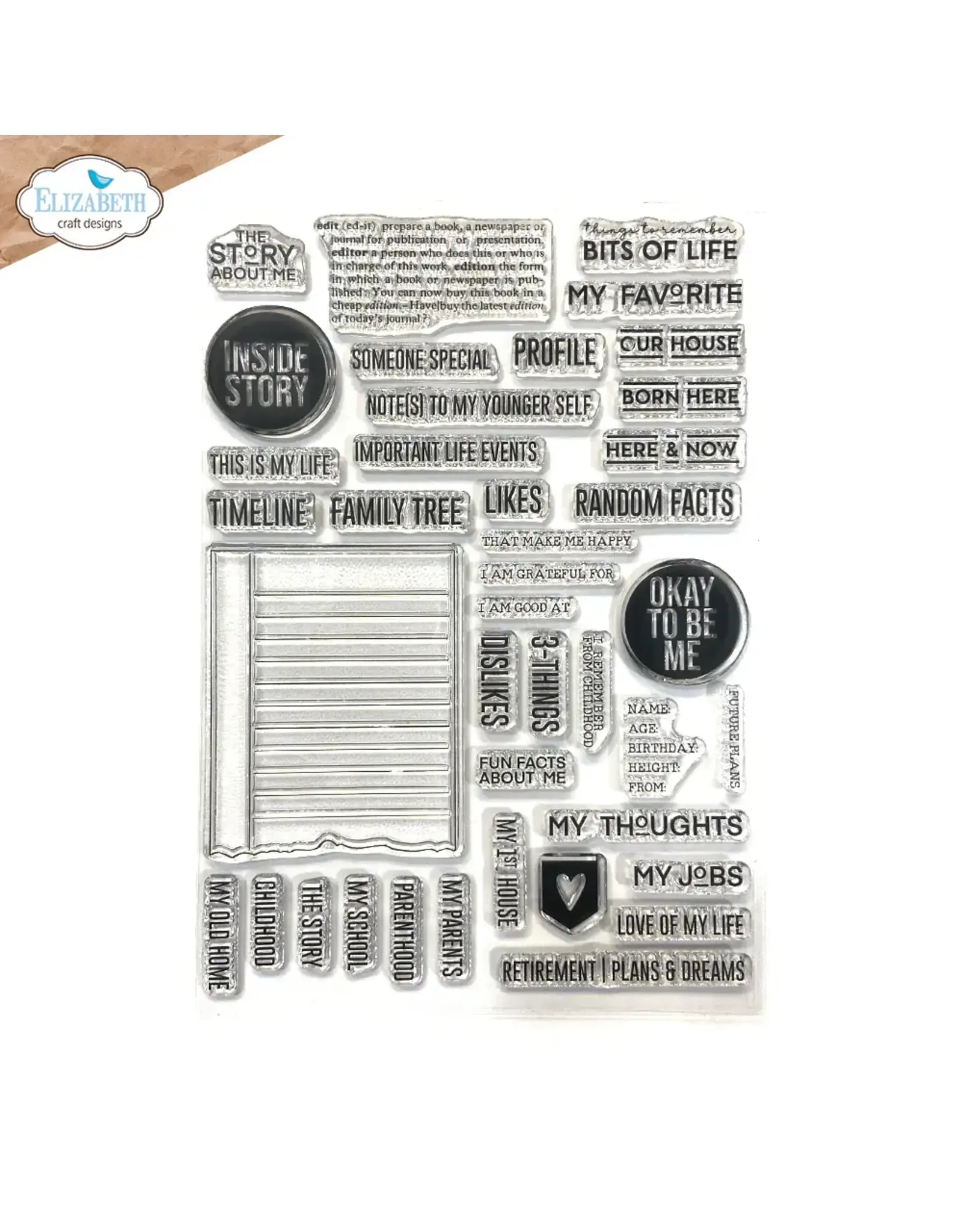ELIZABETH CRAFT DESIGNS ELIZABETH CRAFT DESIGNS PLANNER ESSENTIALS ABOUT ME CLEAR STAMP SET