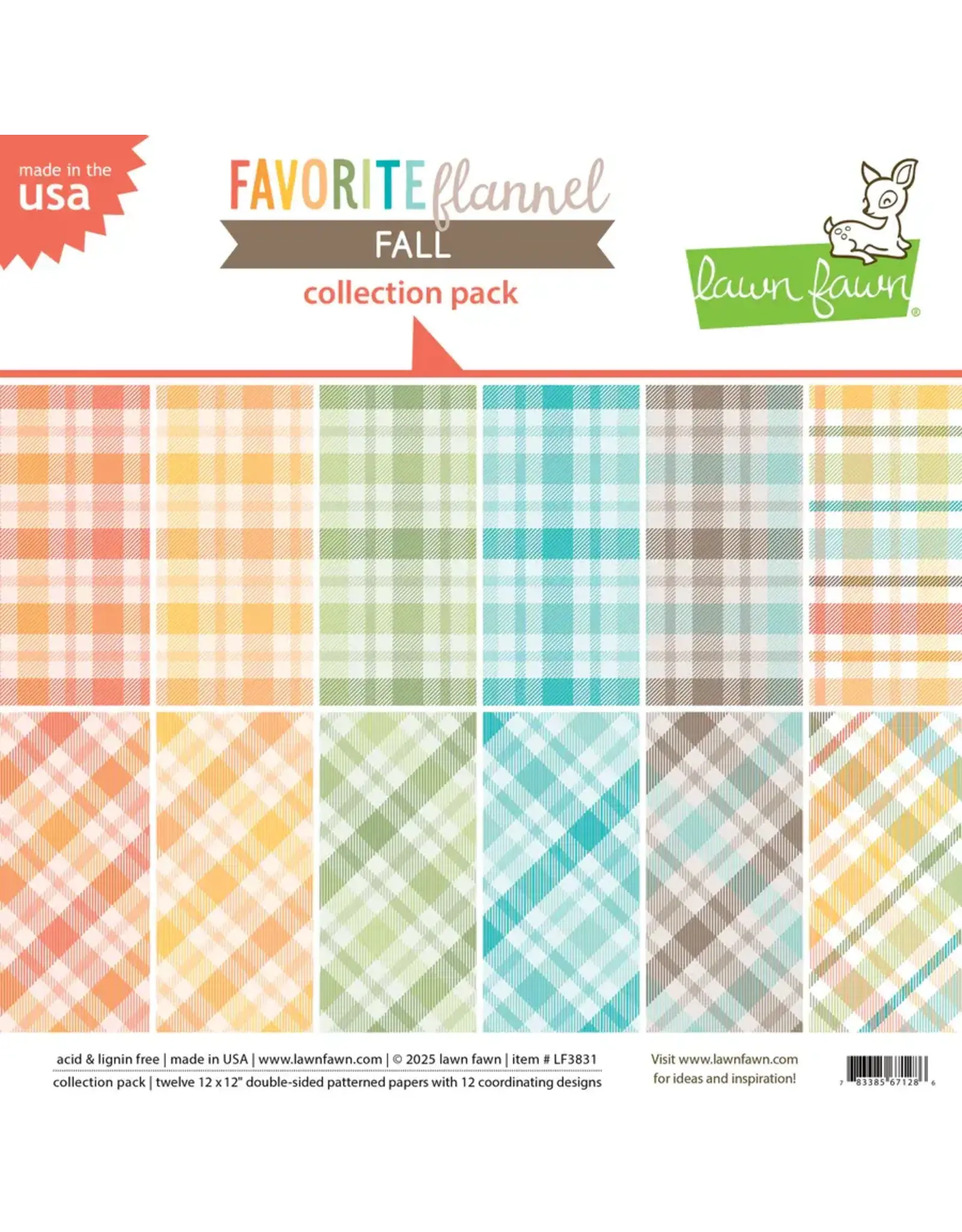 LAWN FAWN LAWN FAWN FAVORITE FLANNEL FALL 12x12 COLLECTION PACK 12 SHEETS