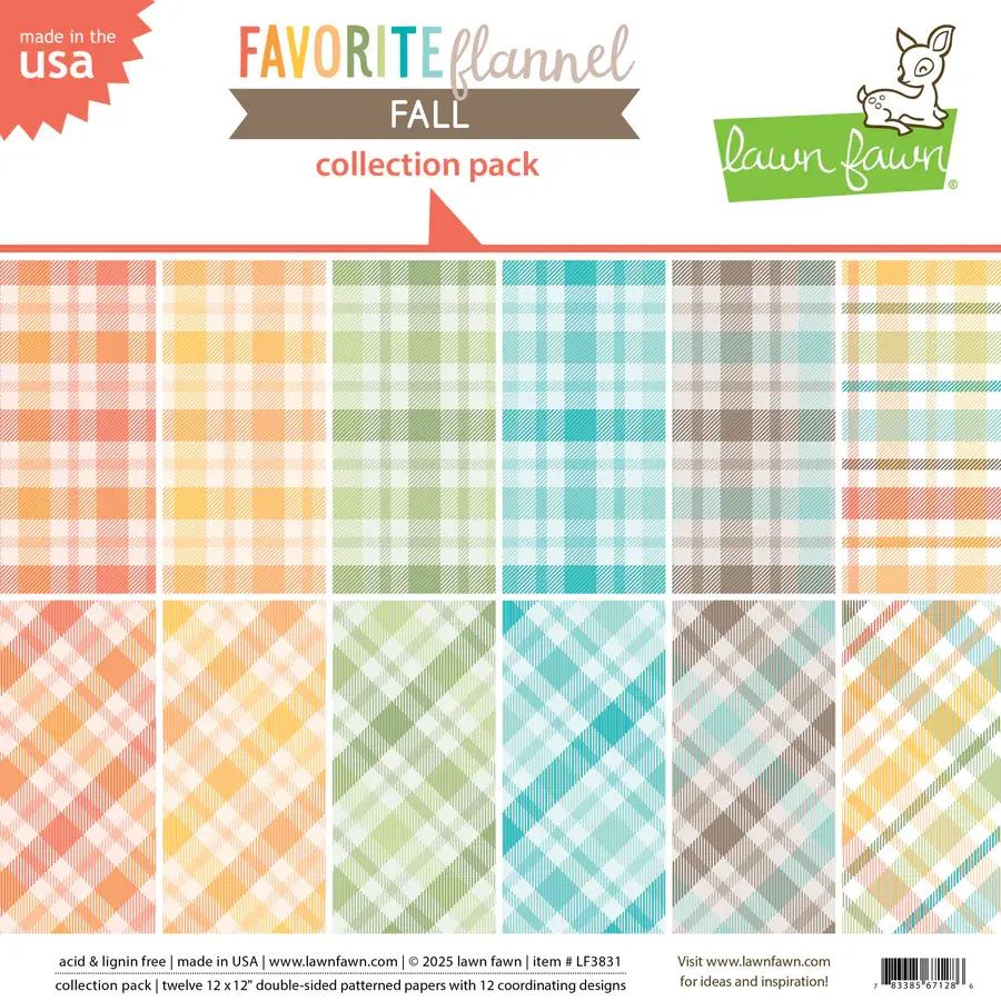 LAWN FAWN LAWN FAWN FAVORITE FLANNEL FALL 12x12 COLLECTION PACK 12 SHEETS