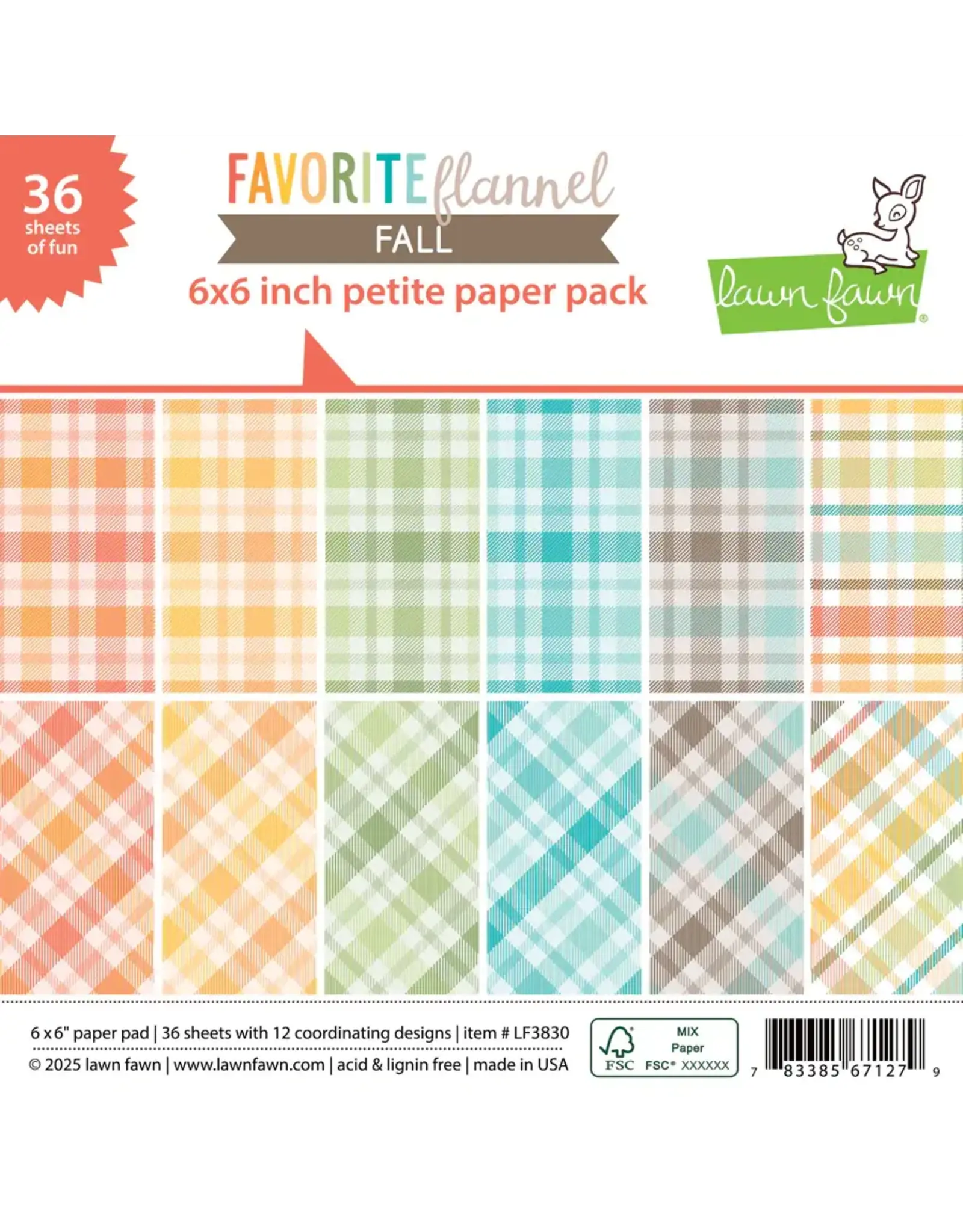 LAWN FAWN LAWN FAWN FAVORITE FLANNEL FALL 6x6 PETITE PAPER PACK 36 SHEETS