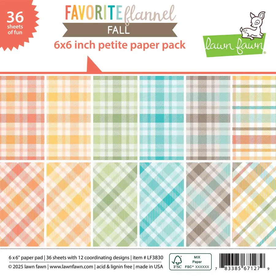 LAWN FAWN LAWN FAWN FAVORITE FLANNEL FALL 6x6 PETITE PAPER PACK 36 SHEETS