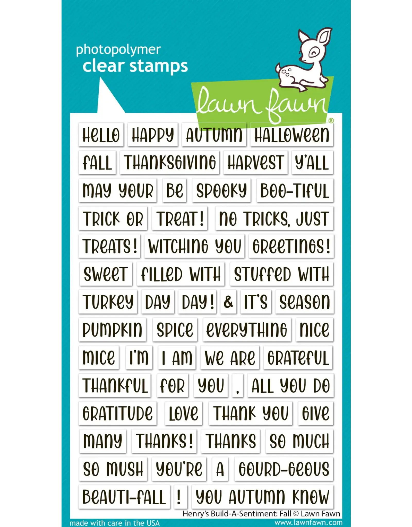 LAWN FAWN LAWN FAWN HENRY'S BUILD-A-SENTIMENT: FALL CLEAR STAMP SET