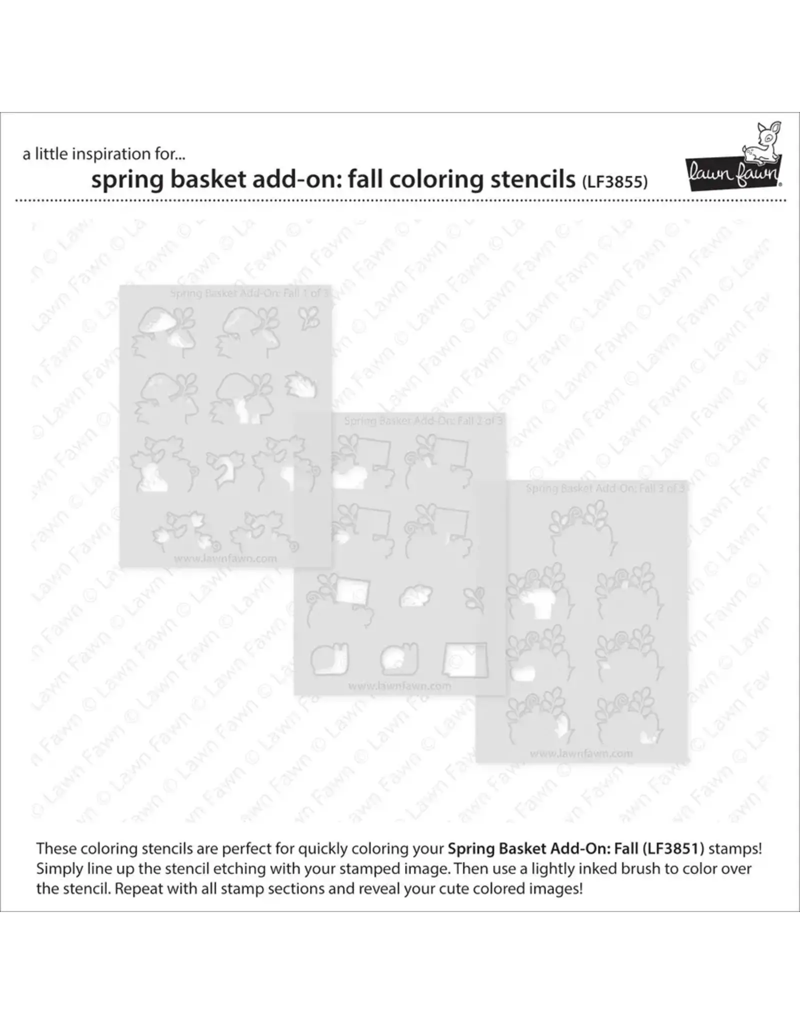 LAWN FAWN LAWN FAWN SPRING BASKET ADD-ON: FALL COLORING STENCIL 3/PK